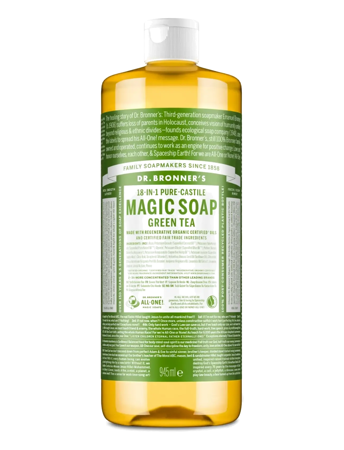 Dr. Bronner’s - Green Tea Liquid Soap - suihkugeelit ja öljyt - no colour - 1