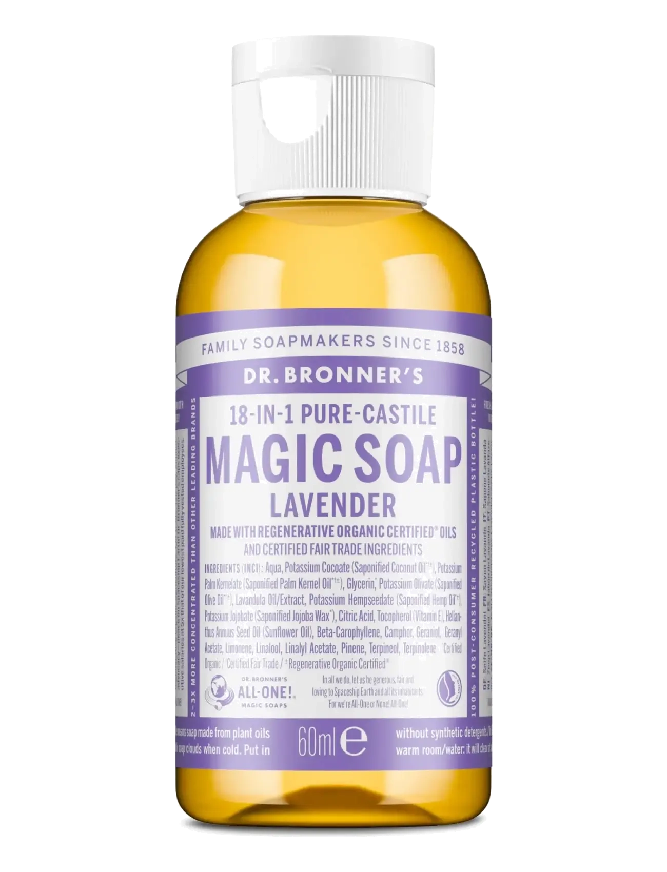 Dr. Bronner’s Lavender, Flydende håndsæbe, Nude, Str: 60 ml