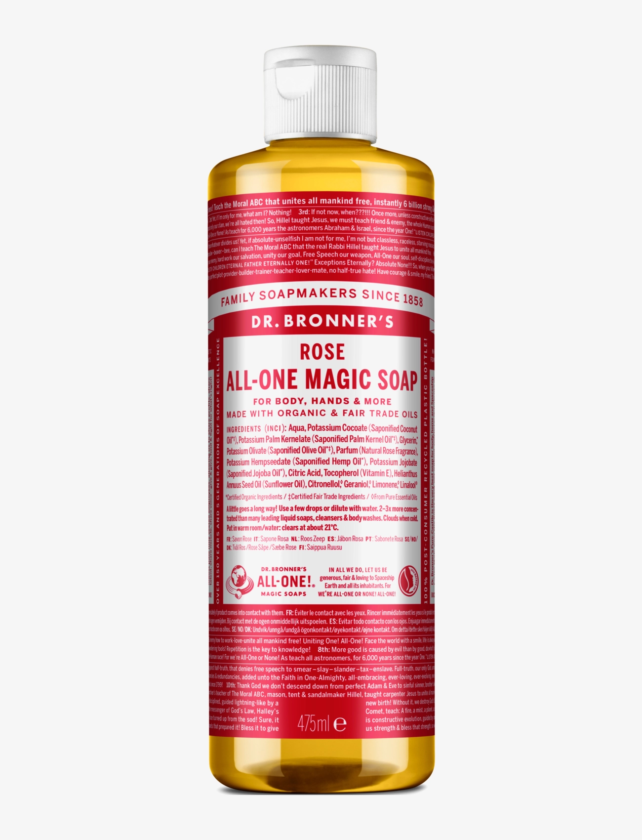 Dr. Bronner’s Rose, Flydende håndsæbe, Nude, Str: 475 ml