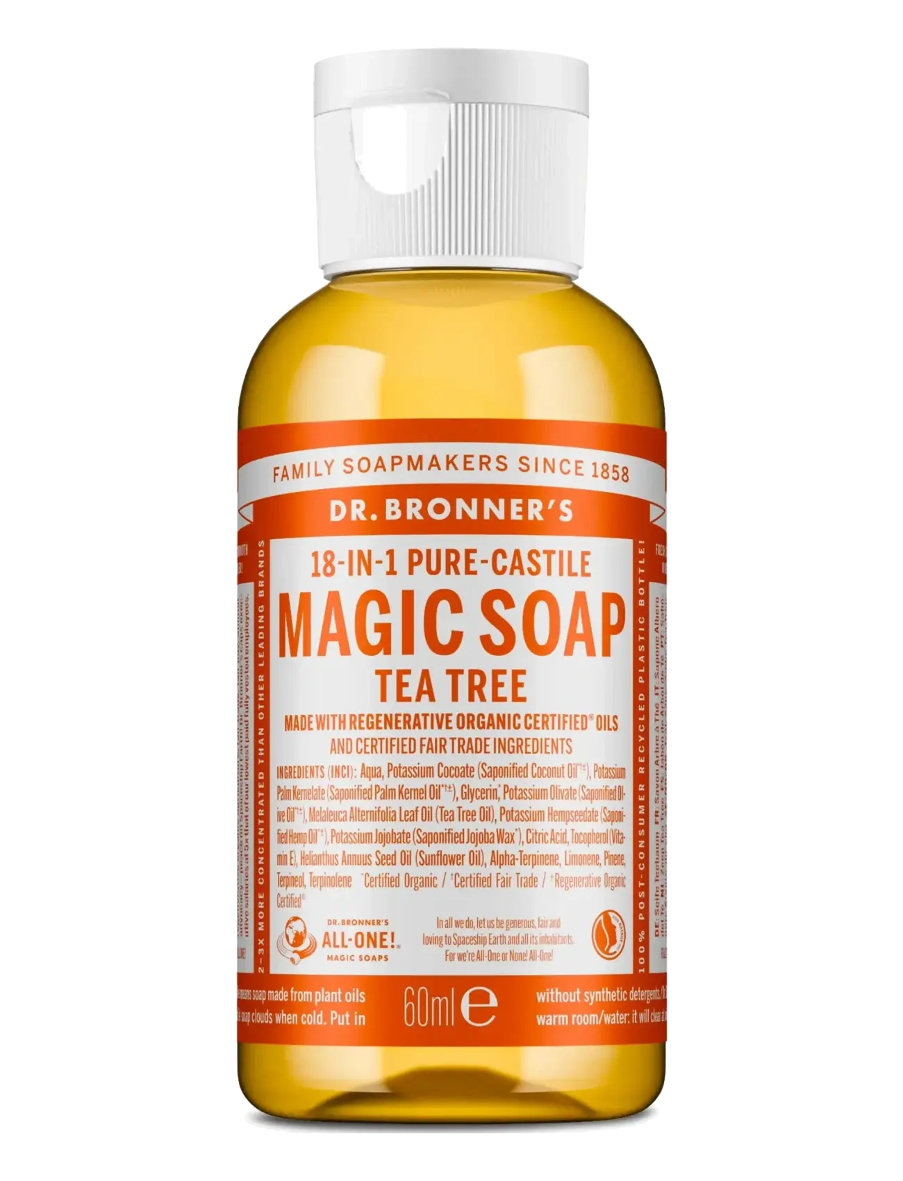 Dr. Bronner’s Tea Tree, Flydende håndsæbe, Nude, Str: 60 ml