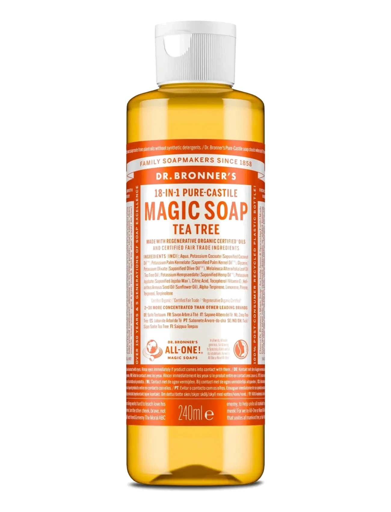 Dr. Bronner’s Tea Tree, Flydende håndsæbe, Nude, Str: 240 ml