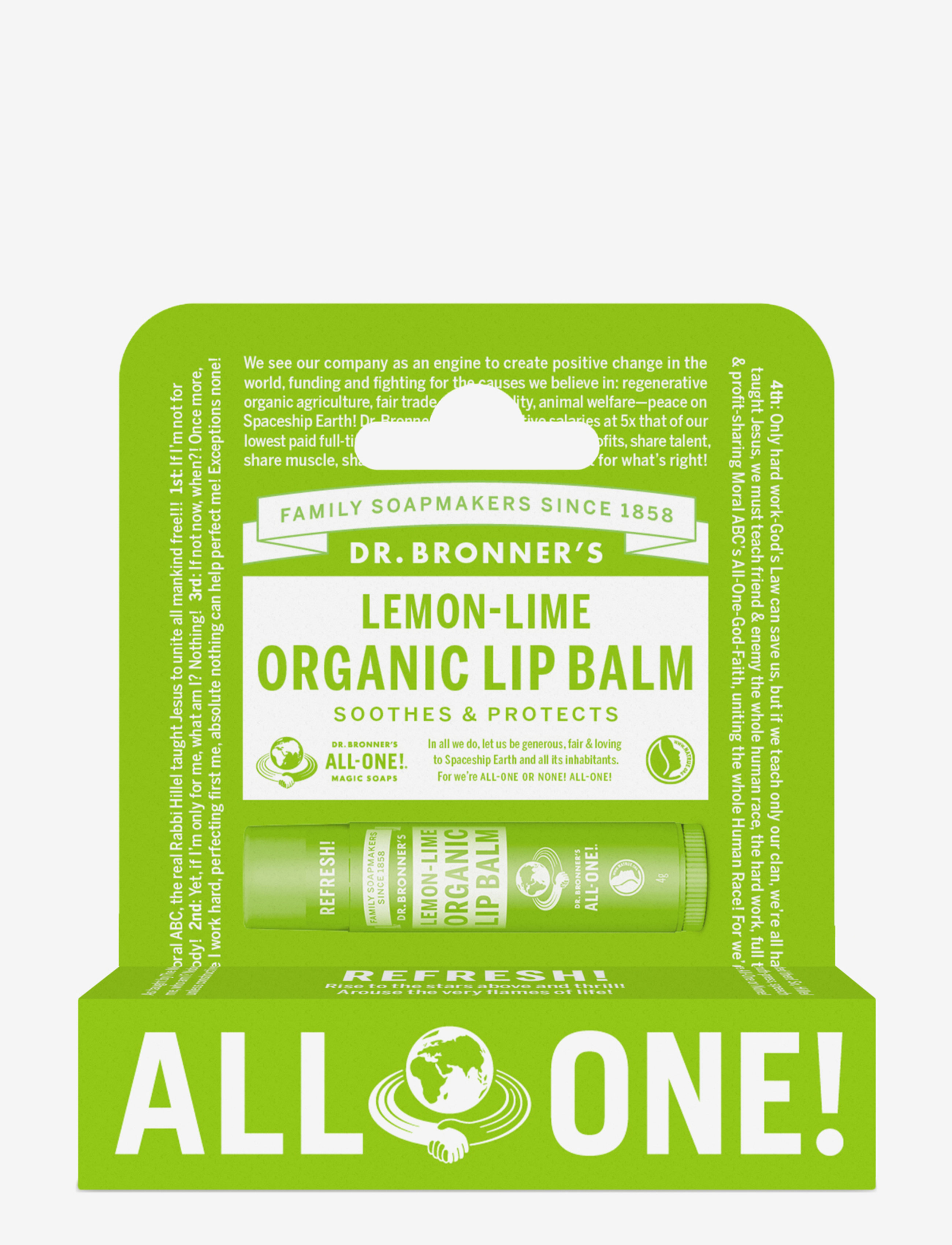 Dr. Bronner’s Lemon Lime Organic Lip Balm Hang Pack - Beauty - Herre - NO COLOUR / undefined