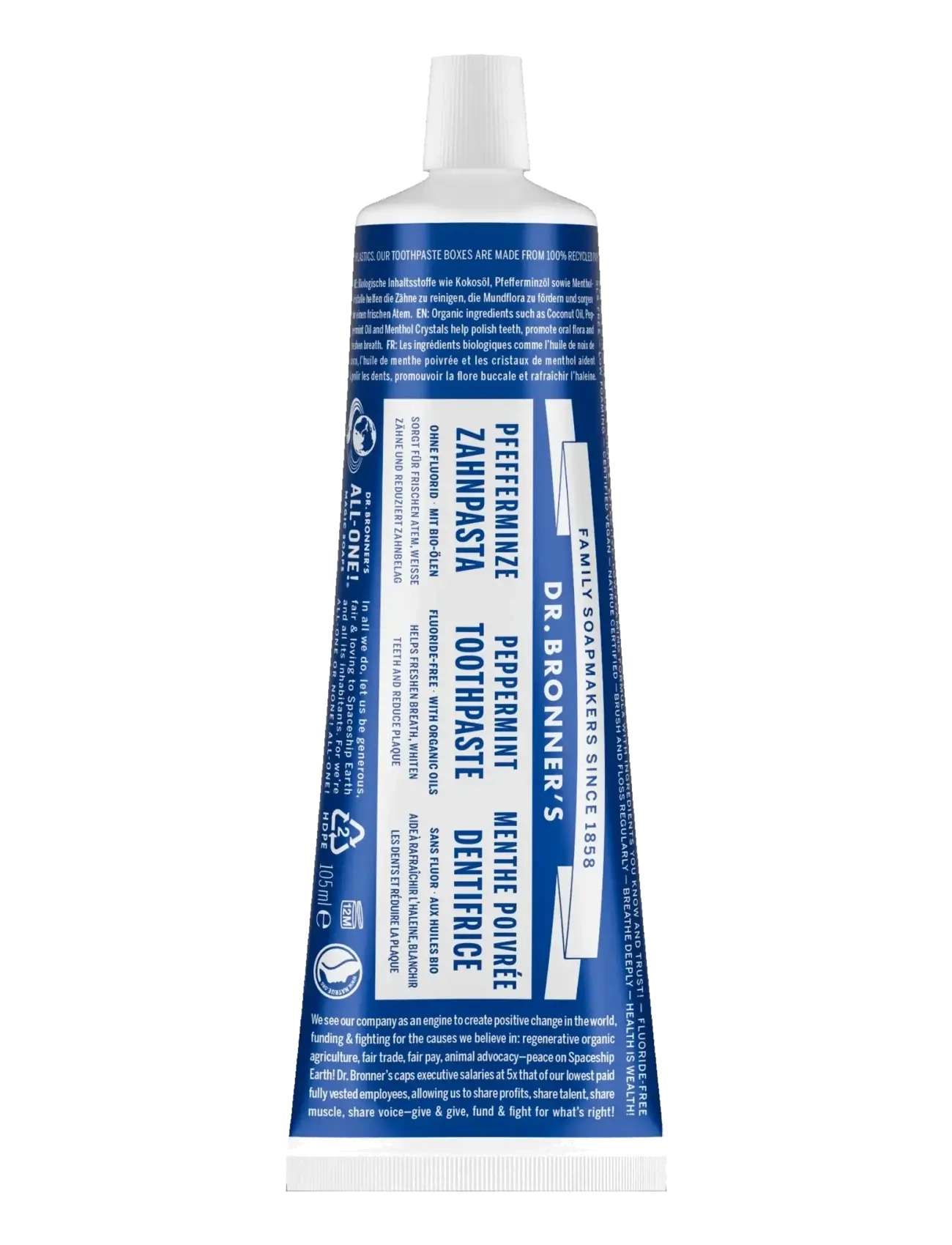 Dr. Bronner’s Peppermint, Tandpasta, Nude, Str: 105 ML