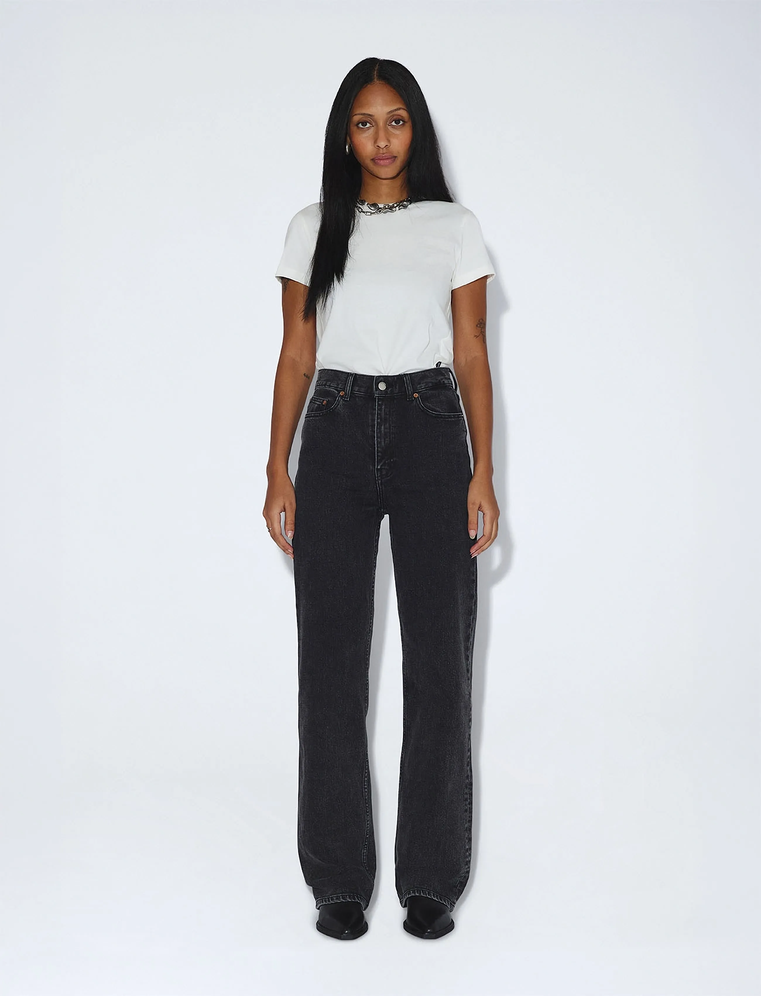 Dr Denim Echo High Straight, 31 x 34, Black, Jeans > Lige-Almindelige, Dame