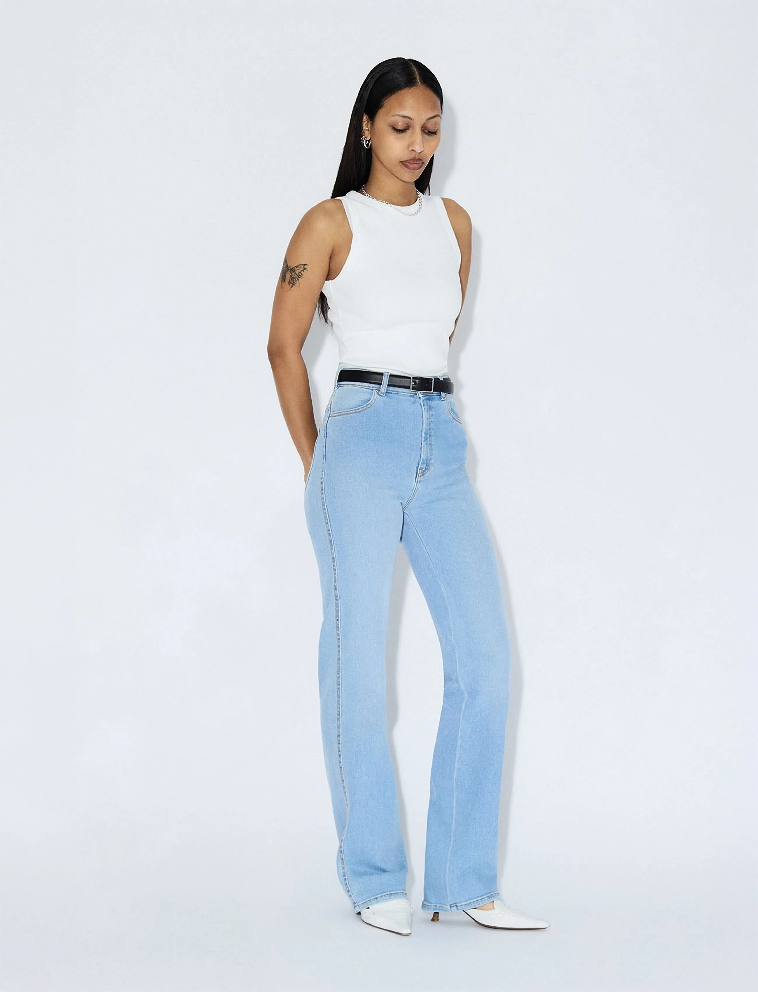 Dr Denim Moxy High Straight, Kvinder, Højtaljede Lige Jeans, Blå, Str: XS x 32
