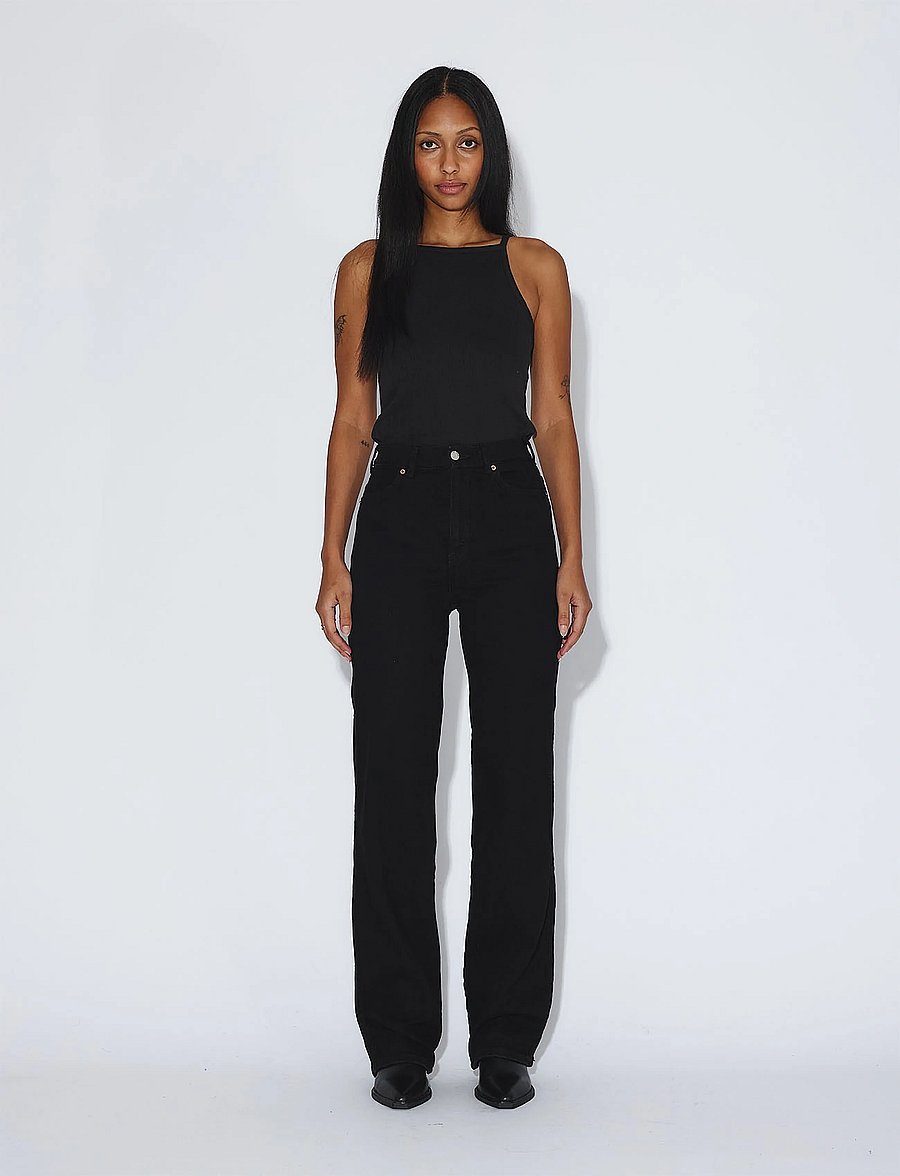 Dr Denim - Moxy High Straight - sirge säärega teksad - solid black - 0