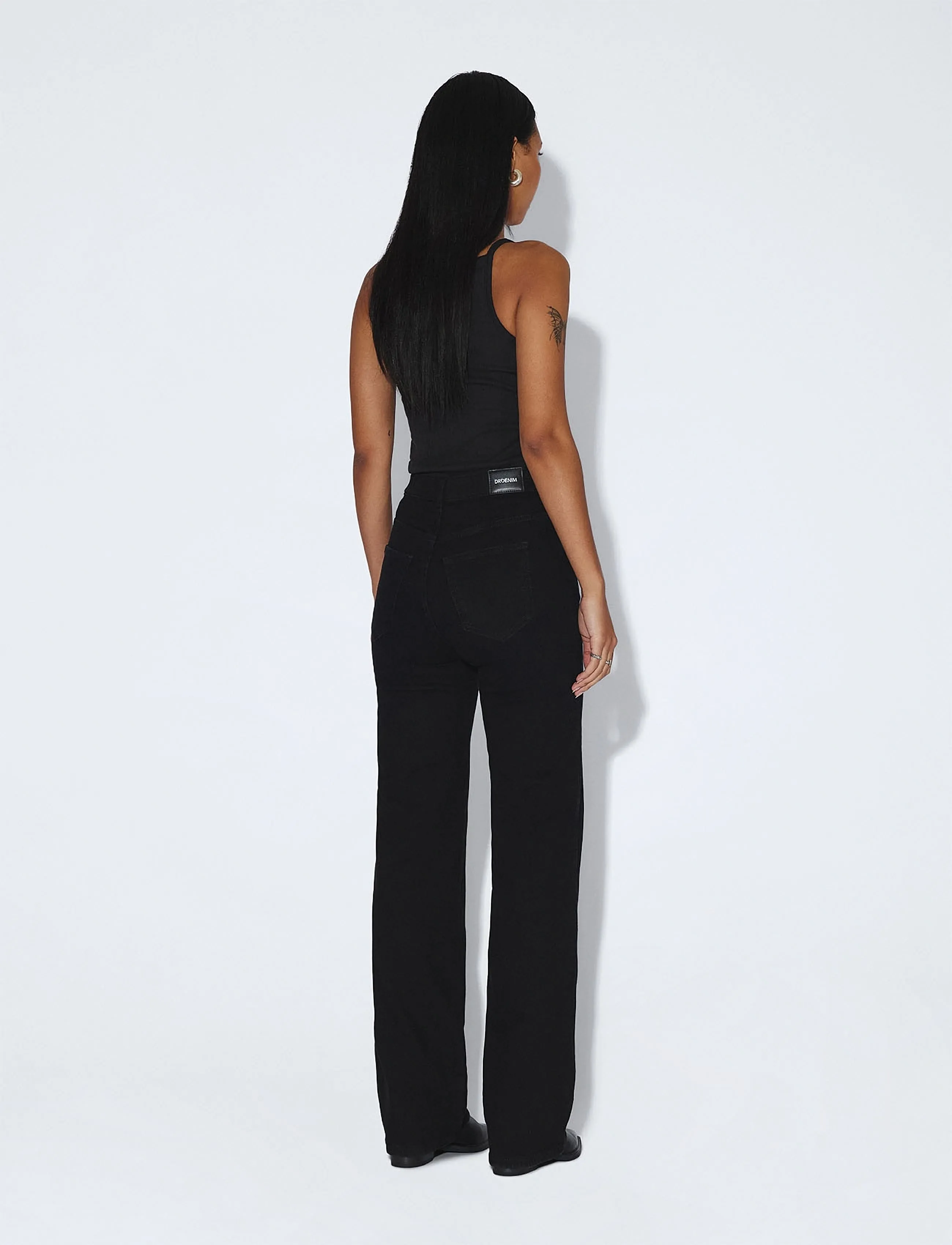 Dr Denim - Moxy High Straight - sirge säärega teksad - solid black - 3