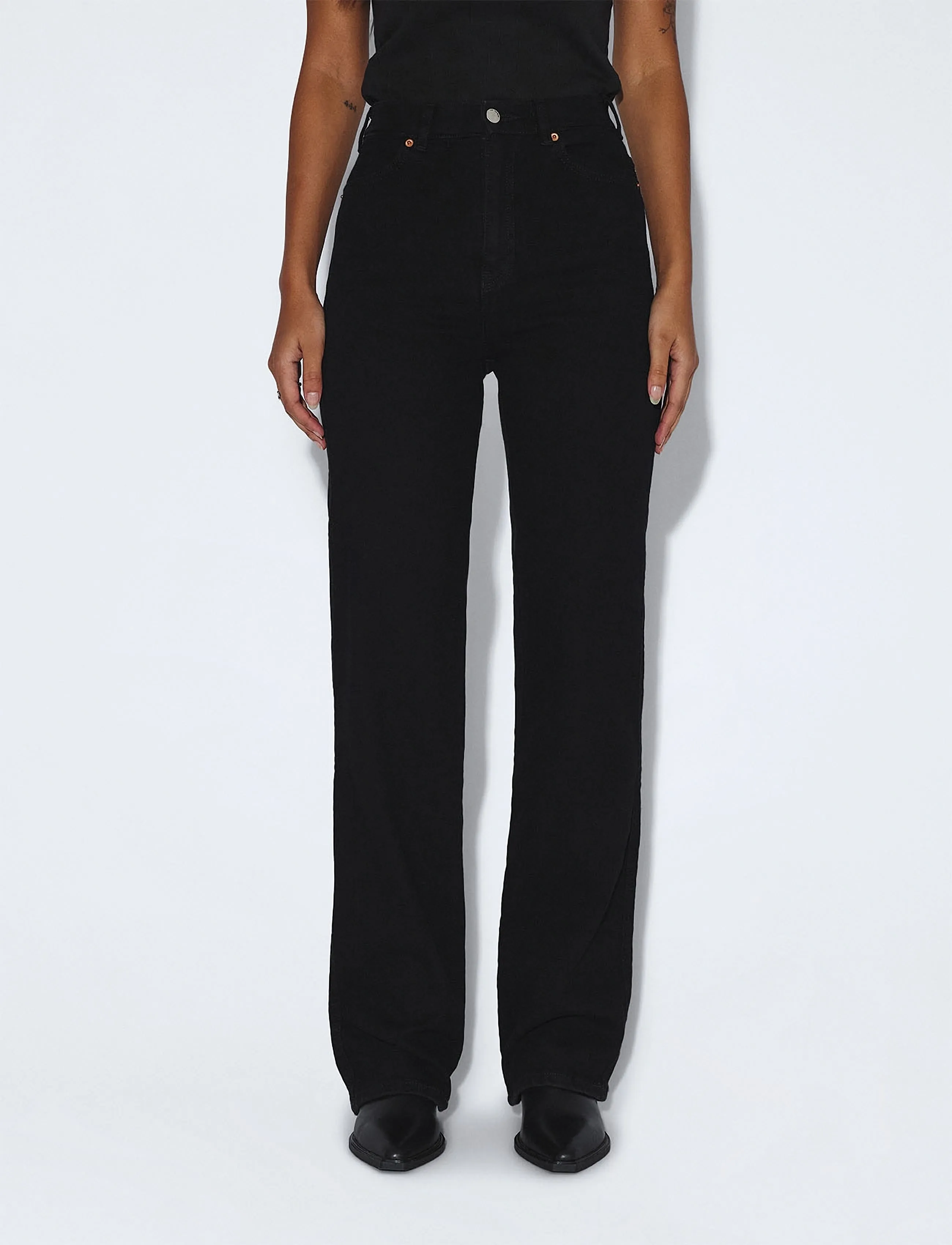 Dr Denim - Moxy High Straight - sirge säärega teksad - solid black - 4