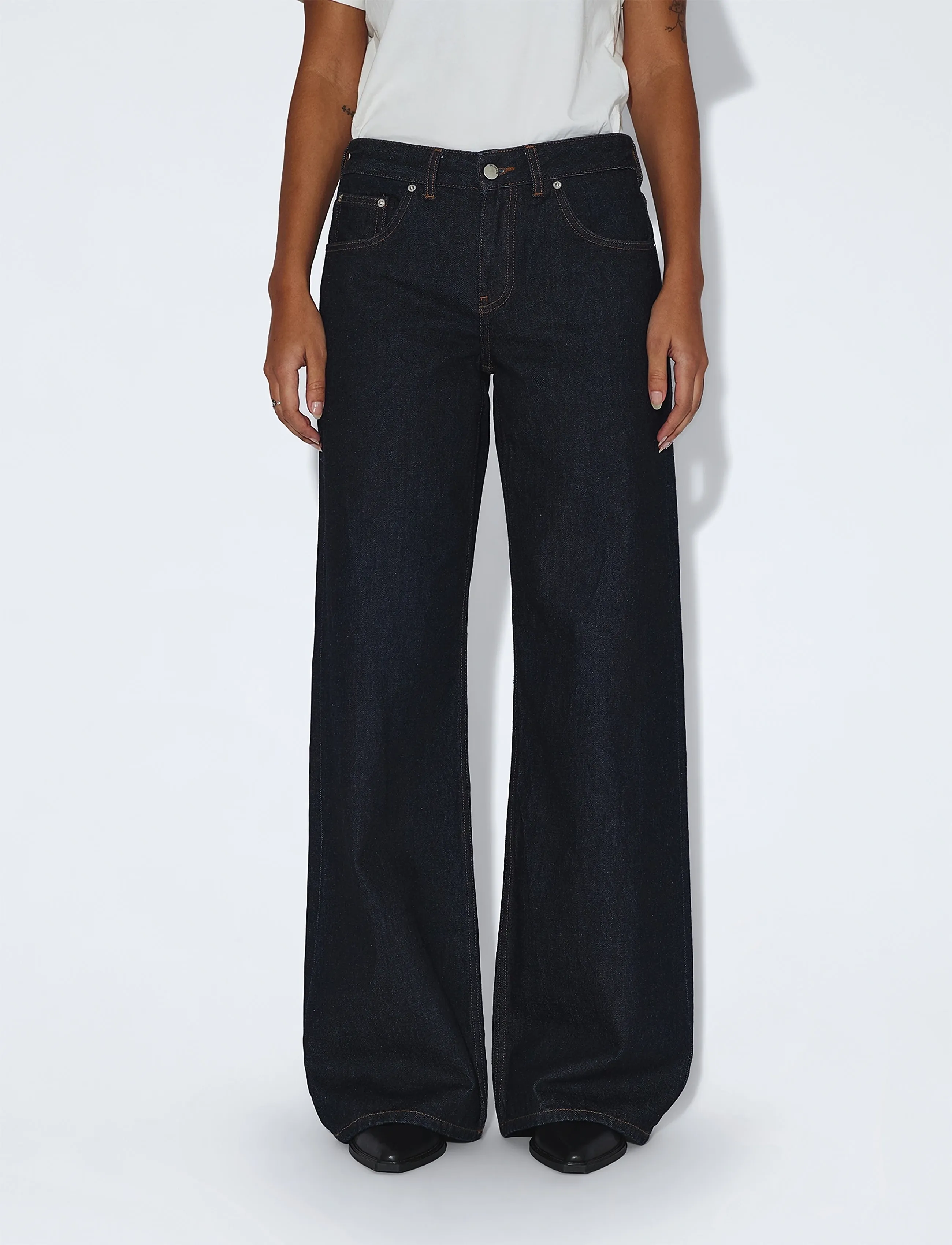 Dr Denim - Rhue Low Wide - hosen mit weitem bein - stream rinse - 4
