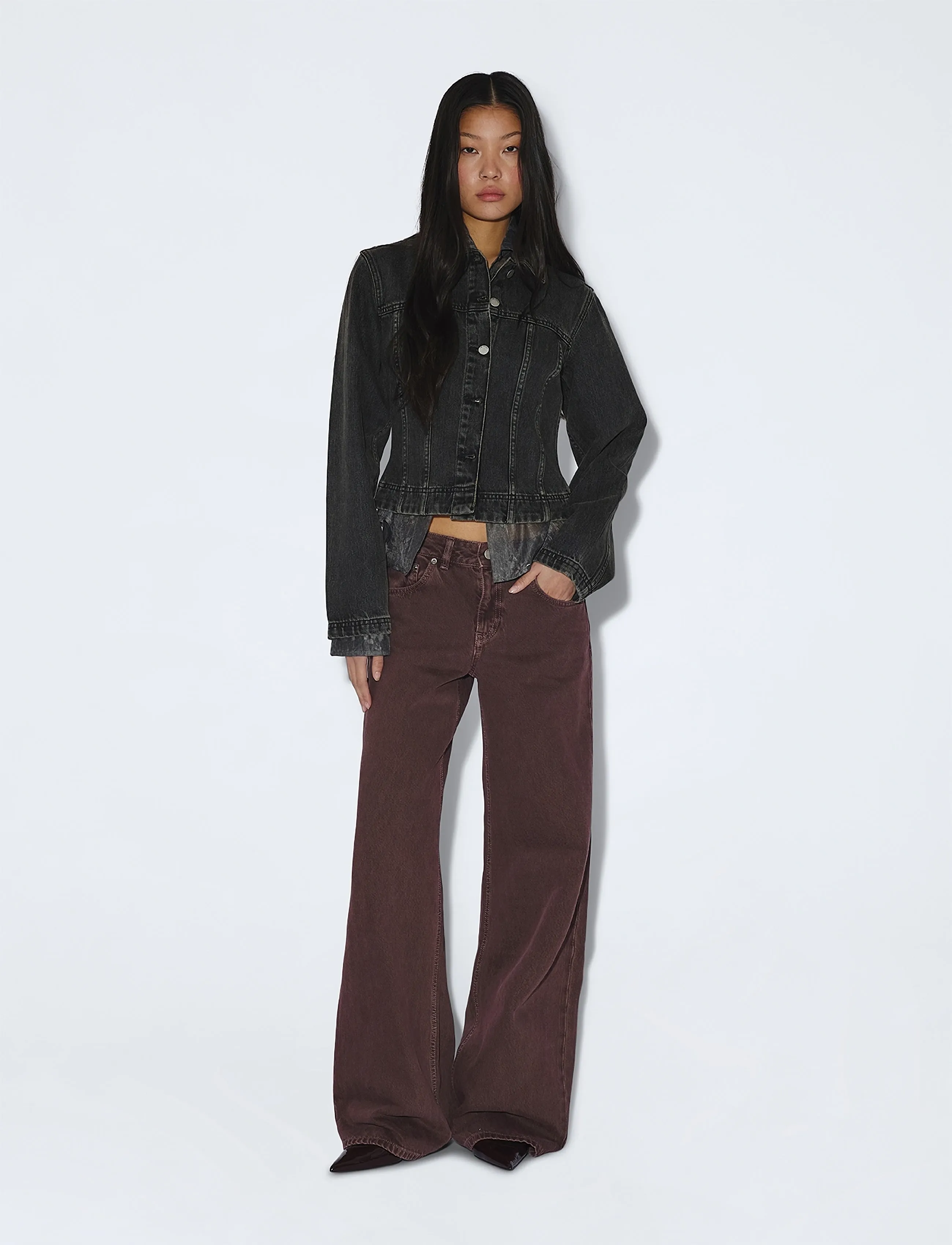 Dr Denim Rhue Low Wide - Jeans - WASHED AUBERGINE / burgundy