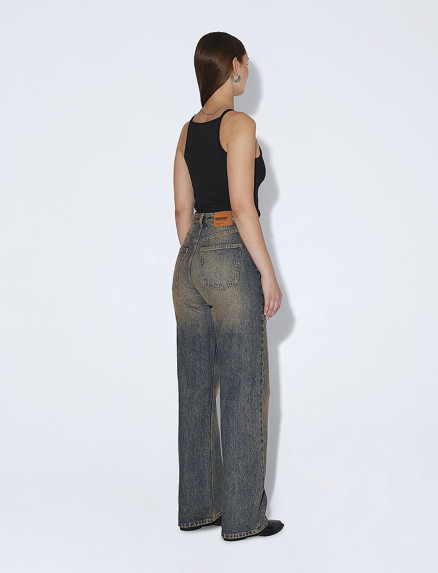 Dr Denim - Echo High Straight - hosen mit weitem bein - bay mid brownish - 3