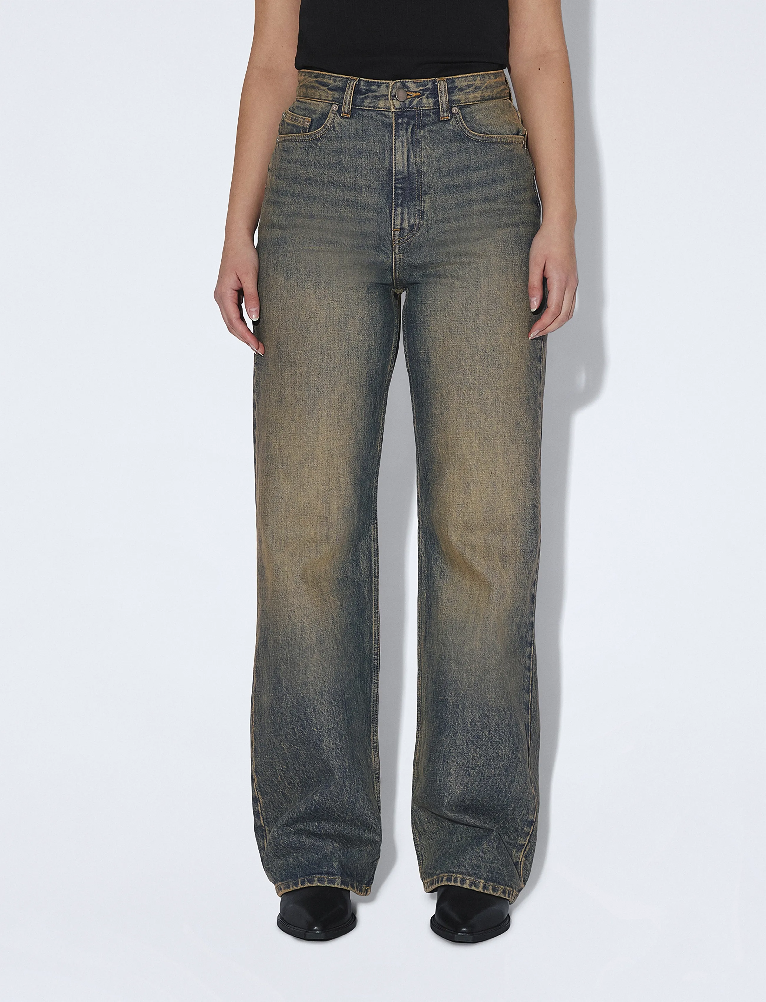 Dr Denim - Echo High Straight - hosen mit weitem bein - bay mid brownish - 4