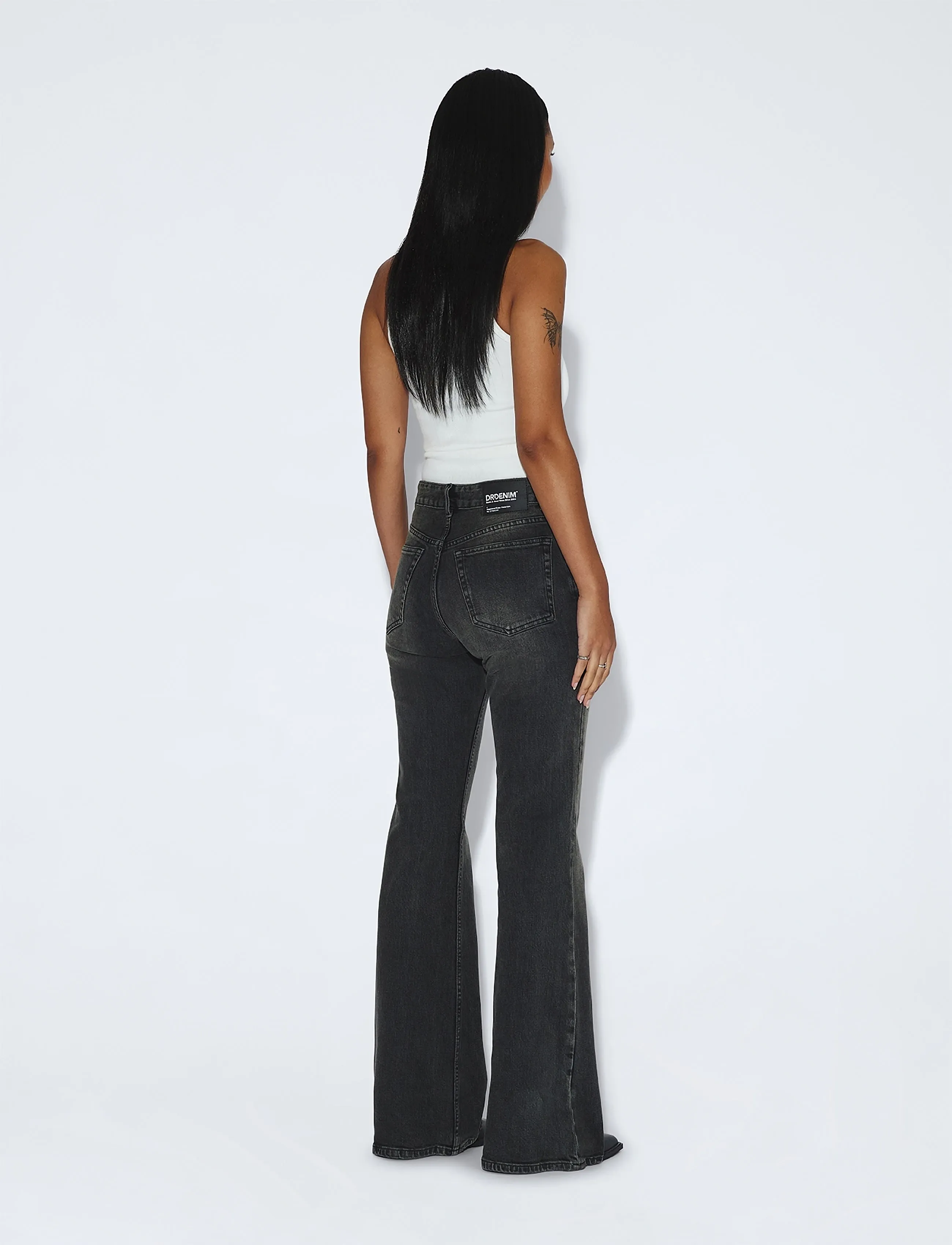 Dr Denim - Elba Mid Bootcut - bootcut jeans - tar aged black fade - 3