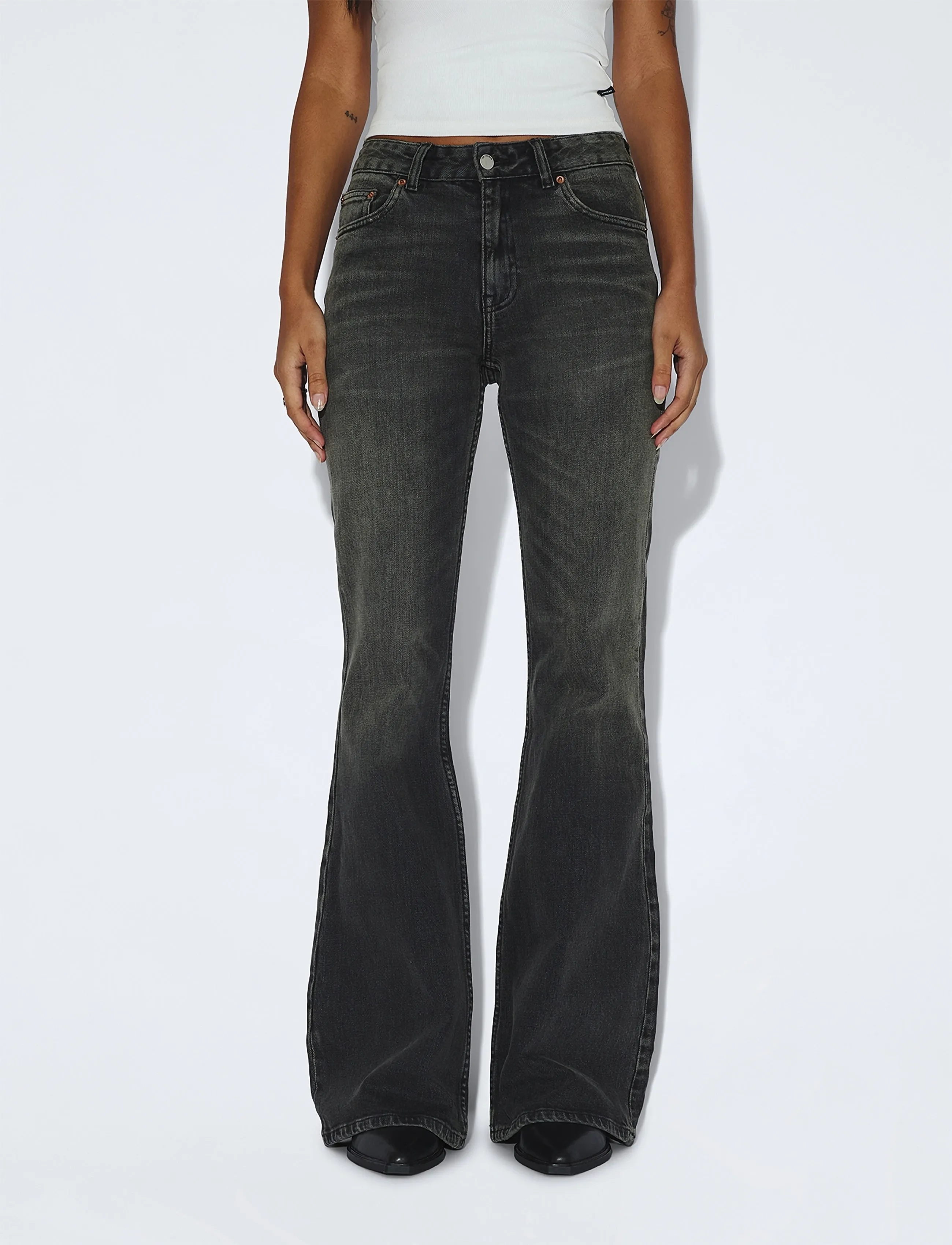 Dr Denim - Elba Mid Bootcut - bootcut jeans - tar aged black fade - 4