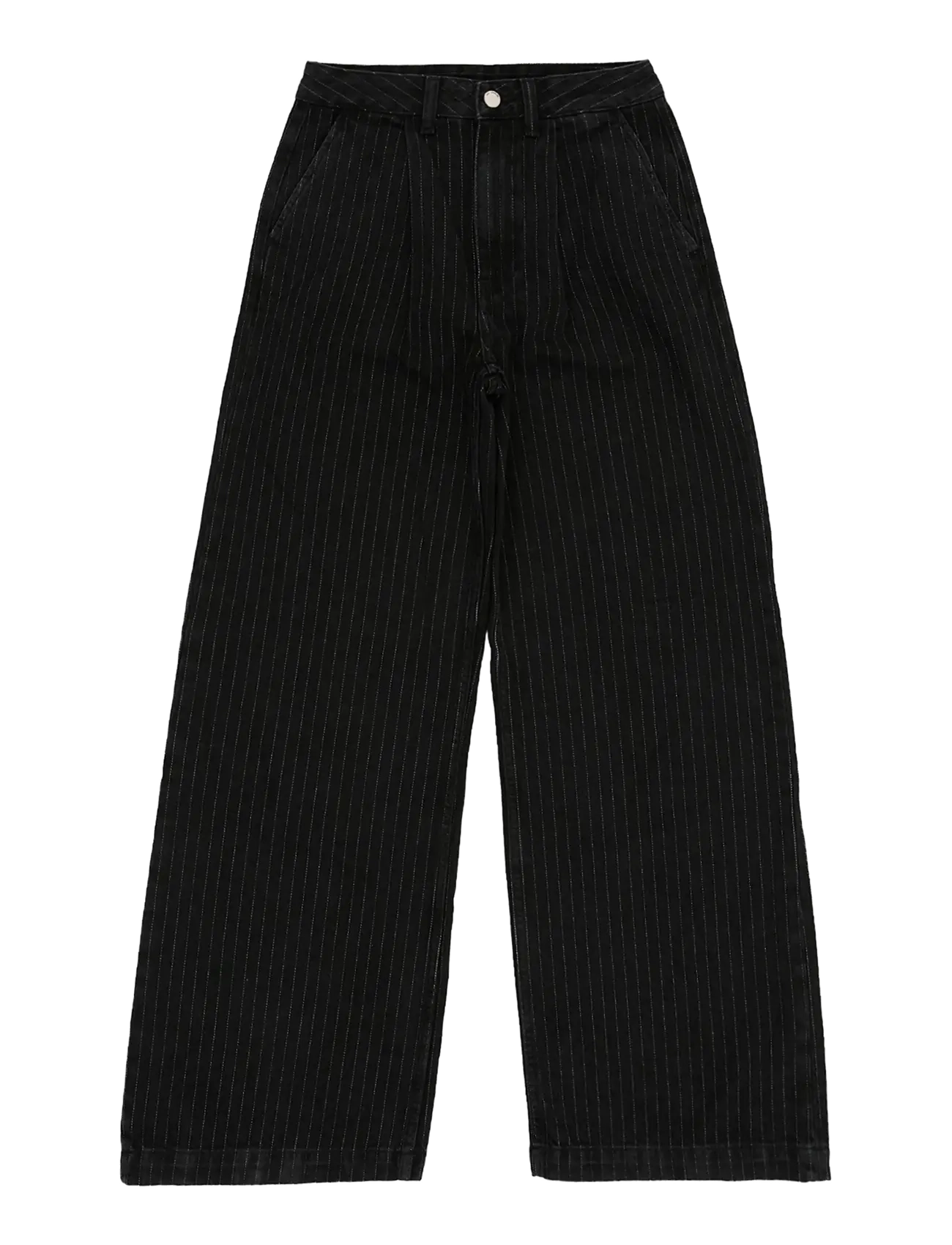 Dr Denim - Rhue High Wide Pleated - washed black pinstripe - 1