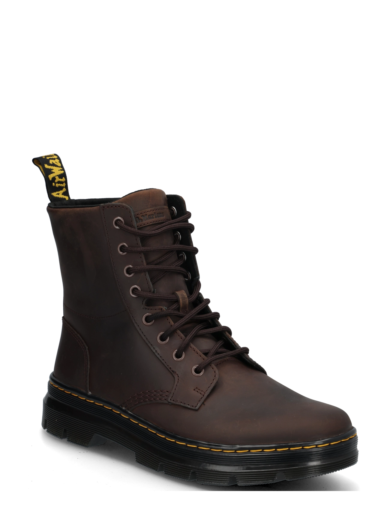 Dr. Martens Combs Leather Dark Brown Crazy Horse - Schuhe - DARK BROWN / brown