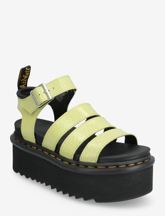 Blaire Quad Lime Green Distressed Patent, Dr. Martens