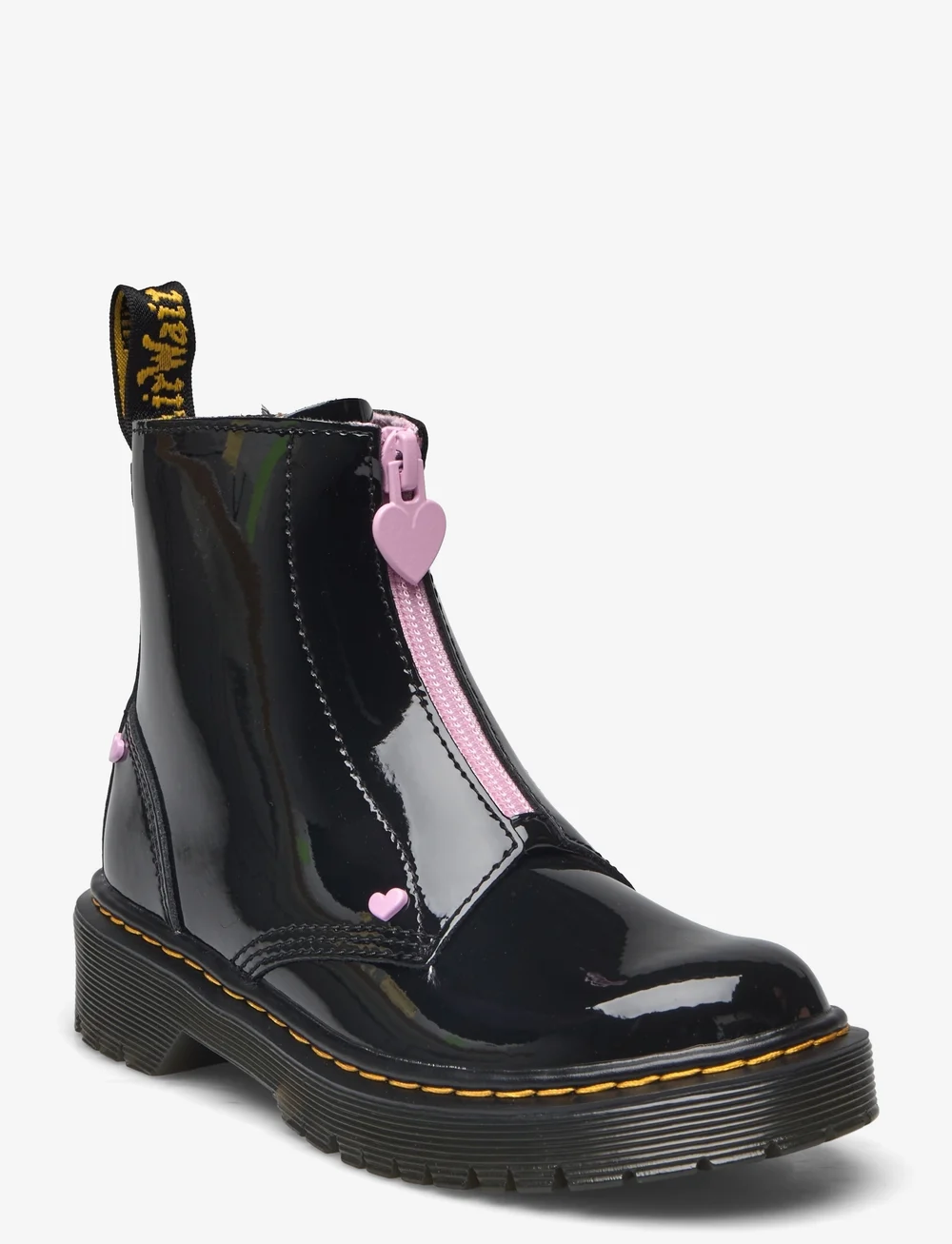 Dr. Martens Bex Heart Zip Boot J Black pale Pink Patent Lamper Black pale Pink Noir 120 Boozt