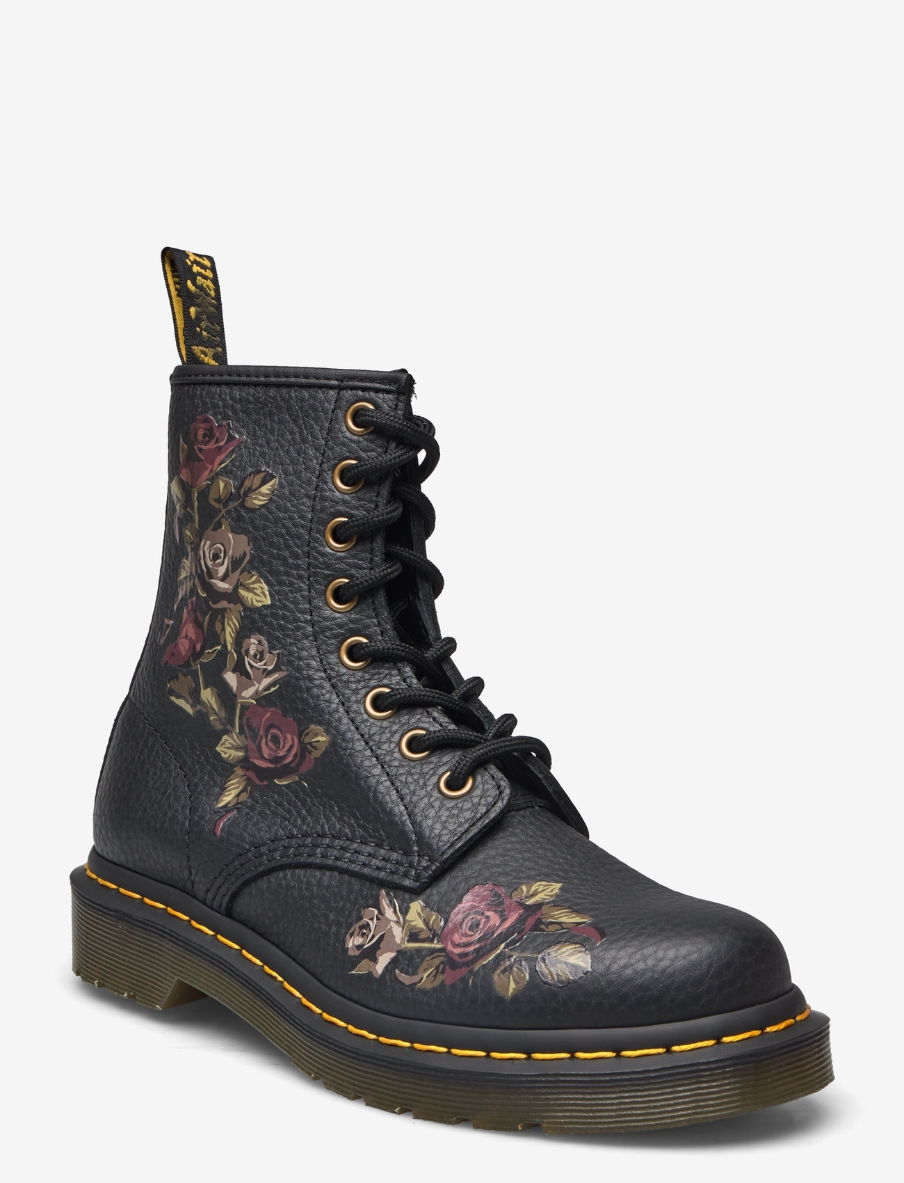 Dr. Martens - 1460 Black Decayed Roses Classic Tumbled Nappa - snørestøvler - black - 0