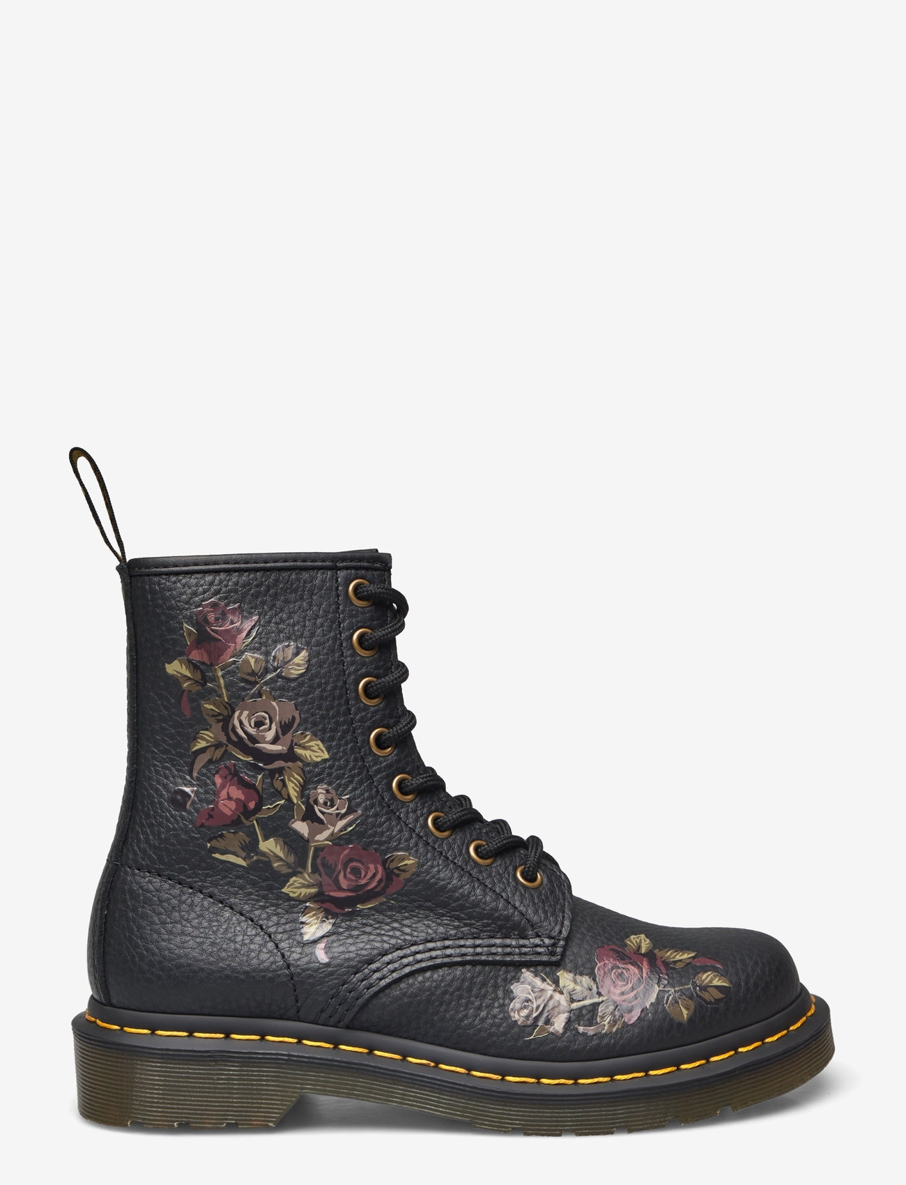 Dr. Martens - 1460 Black Decayed Roses Classic Tumbled Nappa - snørestøvler - black - 1