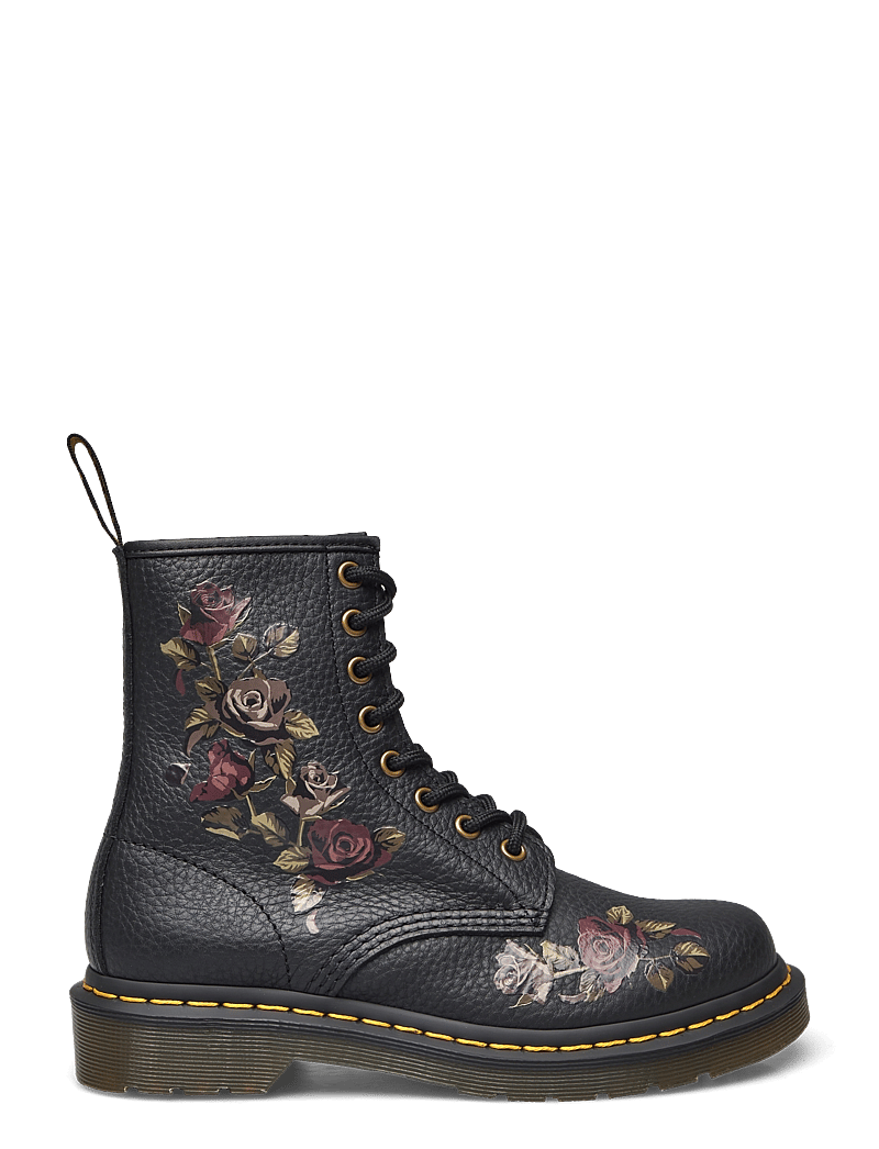 Dr. Martens - 1460 Black Decayed Roses Classic Tumbled Nappa - snørestøvler - black - 1