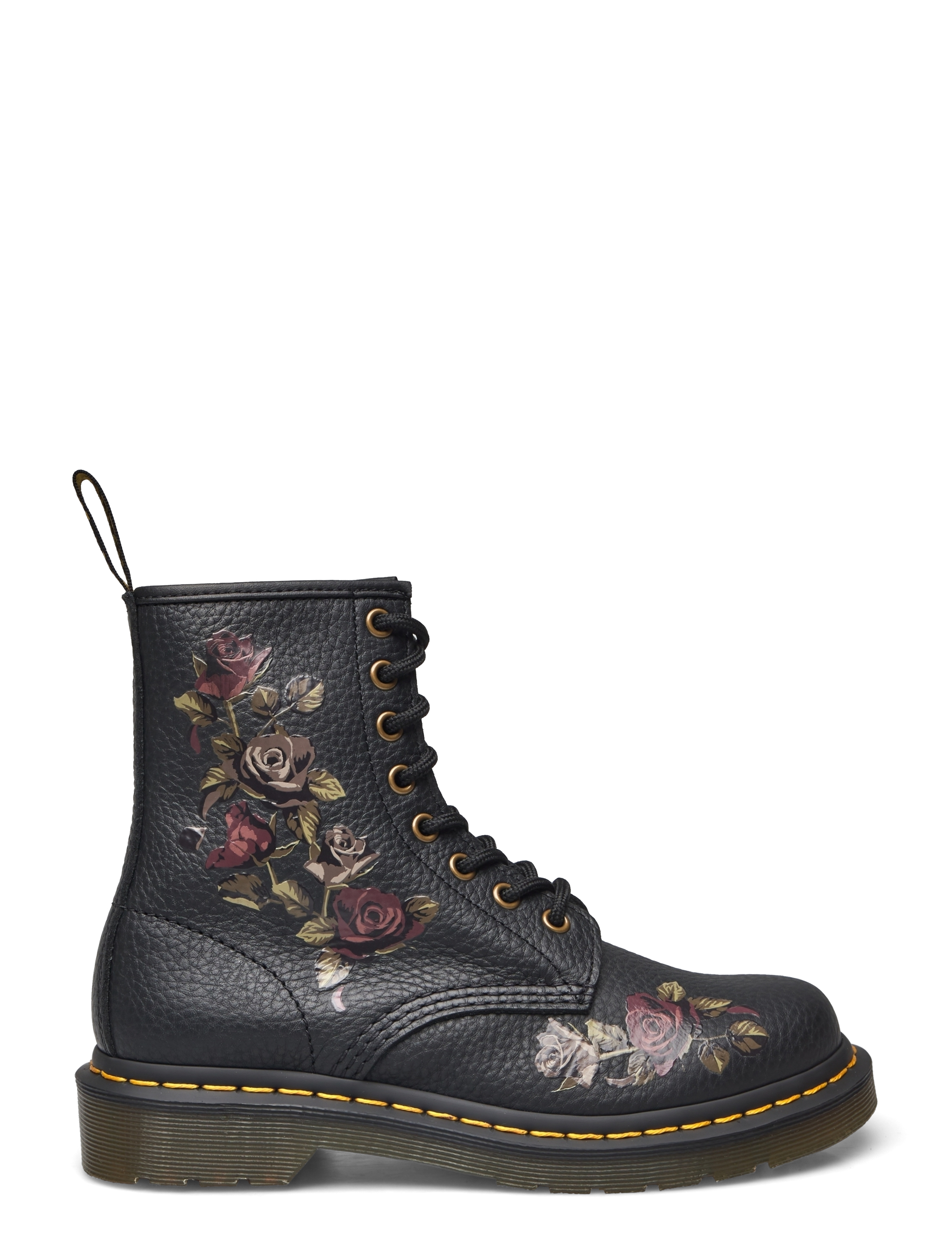 Dr. Martens - 1460 Black Decayed Roses Classic Tumbled Nappa - nauhalliset nilkkurit - black - 1