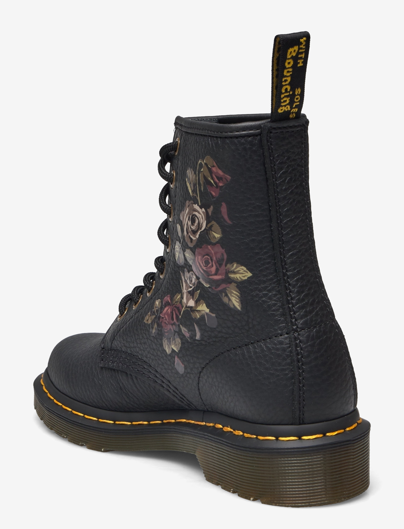 Dr. Martens - 1460 Black Decayed Roses Classic Tumbled Nappa - snørestøvler - black - 2
