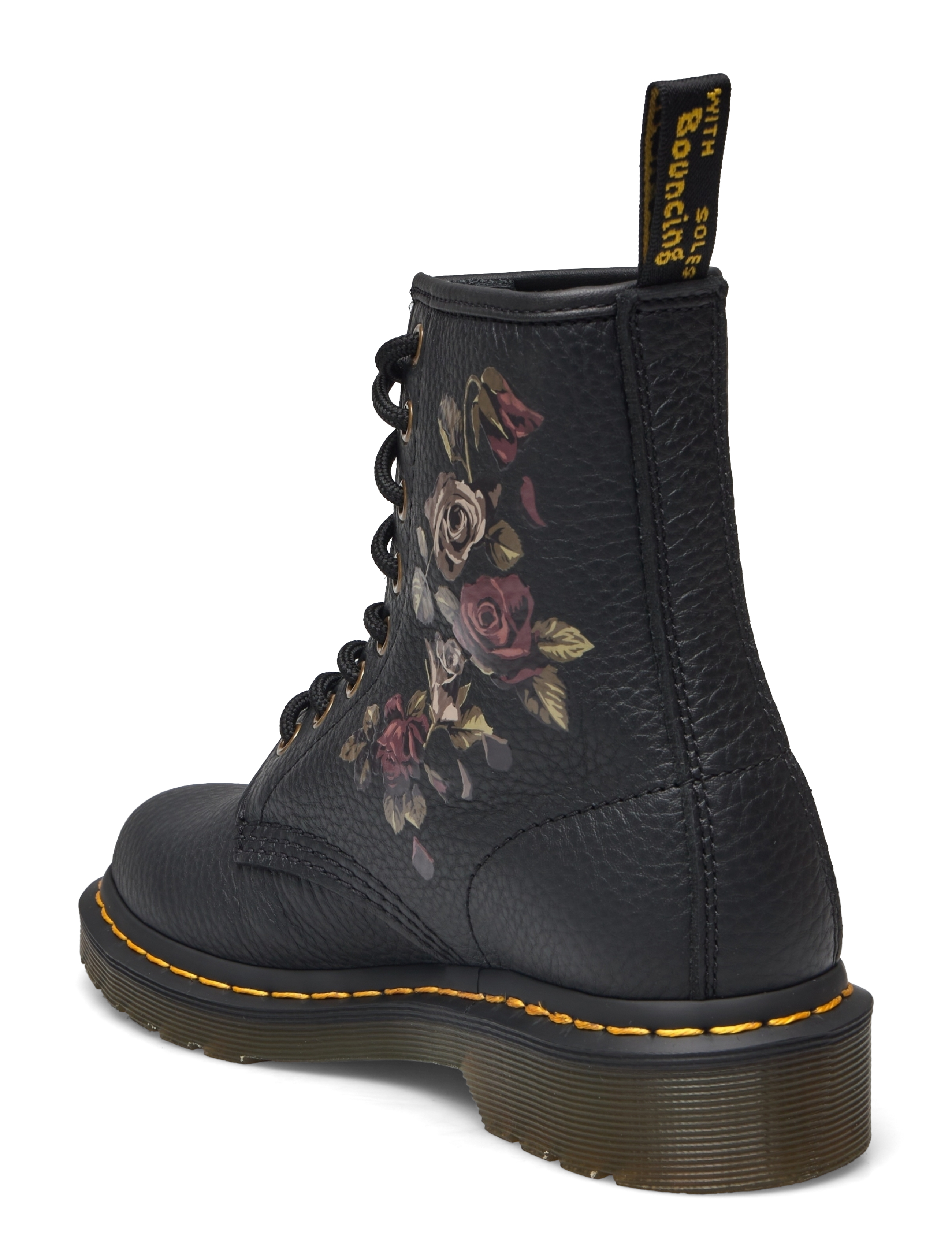 Dr. Martens - 1460 Black Decayed Roses Classic Tumbled Nappa - nauhalliset nilkkurit - black - 2