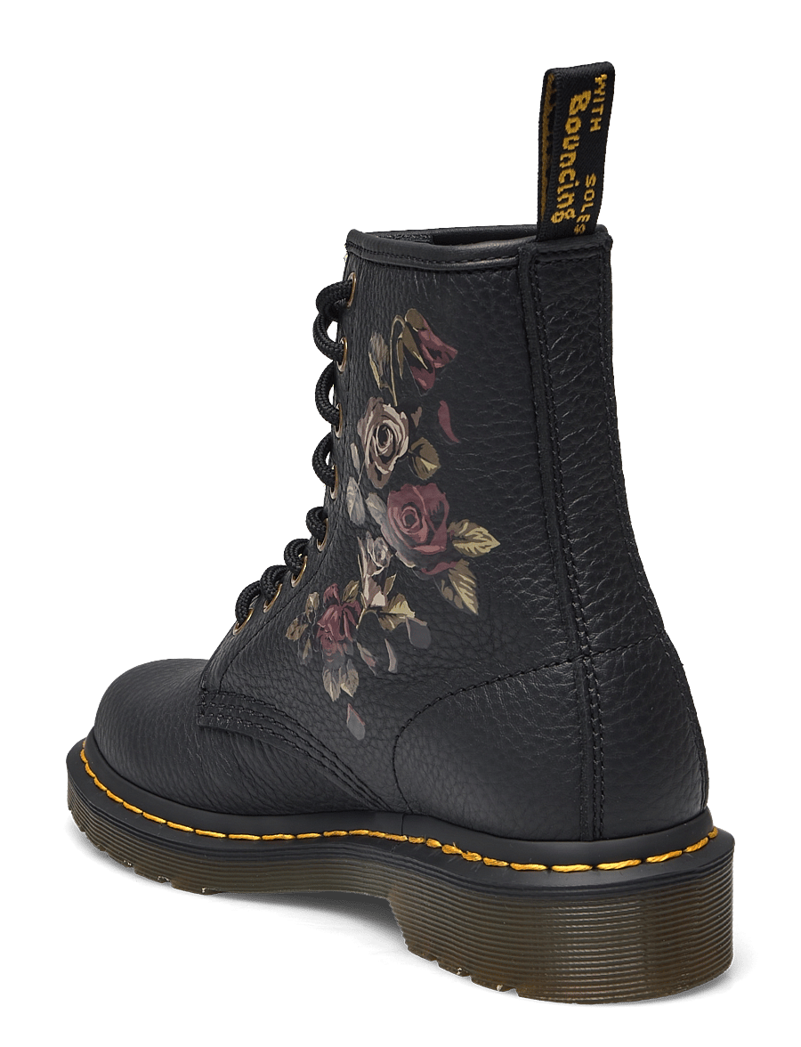 Dr. Martens - 1460 Black Decayed Roses Classic Tumbled Nappa - nauhalliset nilkkurit - black - 2