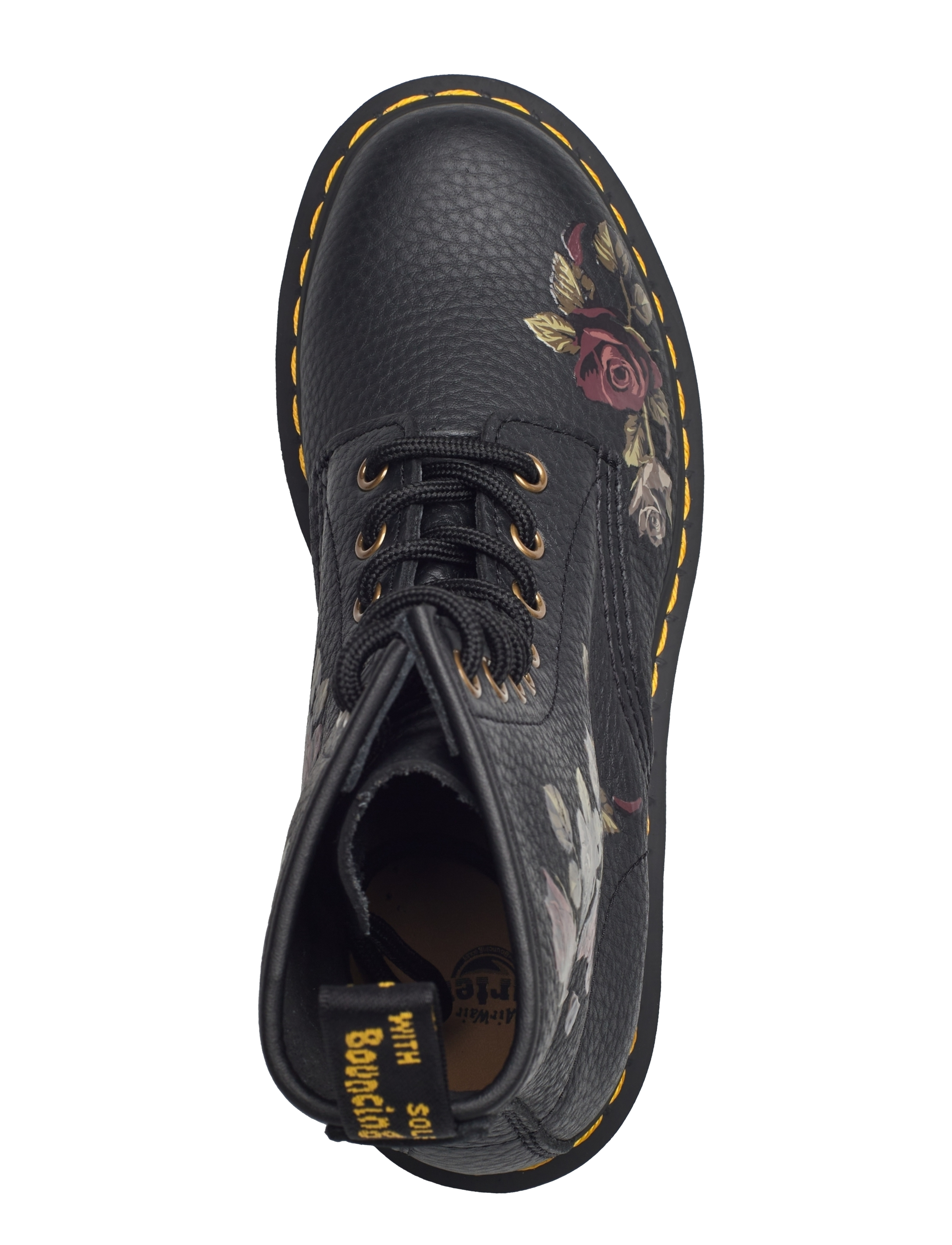 Dr. Martens - 1460 Black Decayed Roses Classic Tumbled Nappa - nauhalliset nilkkurit - black - 3