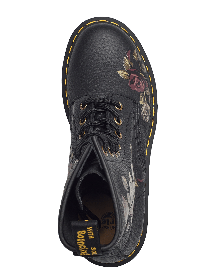 Dr. Martens - 1460 Black Decayed Roses Classic Tumbled Nappa - nauhalliset nilkkurit - black - 3