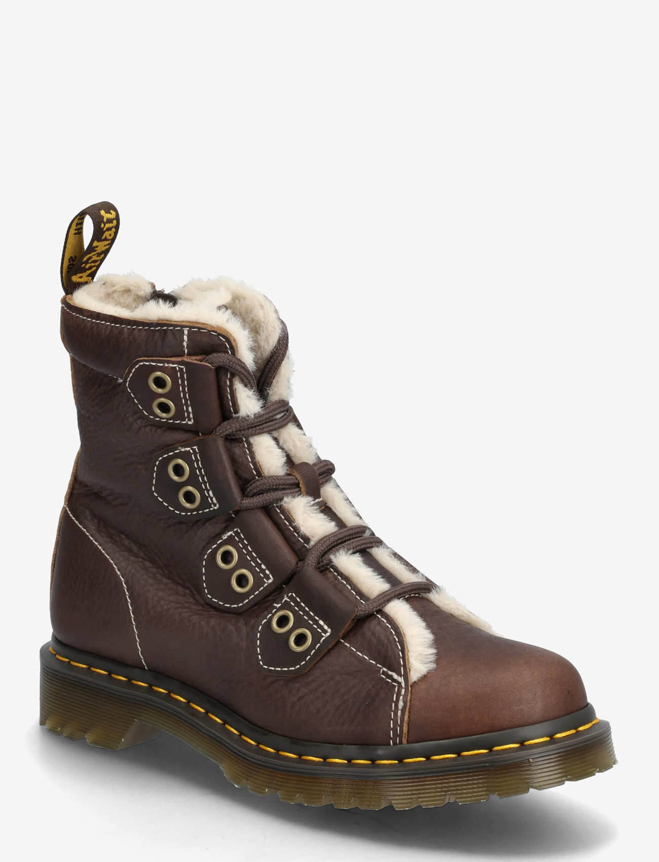 Dr. Martens - 1460 LTT FL DARK BROWN GRIZZLY - flate ankelboots - dark brown - 0