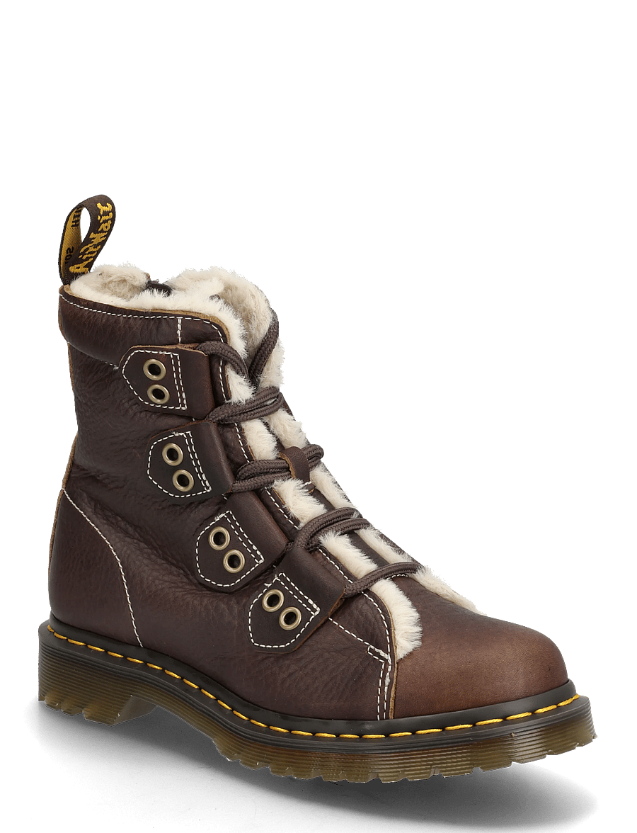 Dr. Martens - 1460 LTT FL DARK BROWN GRIZZLY - platte enkellaarsjes - dark brown - 0