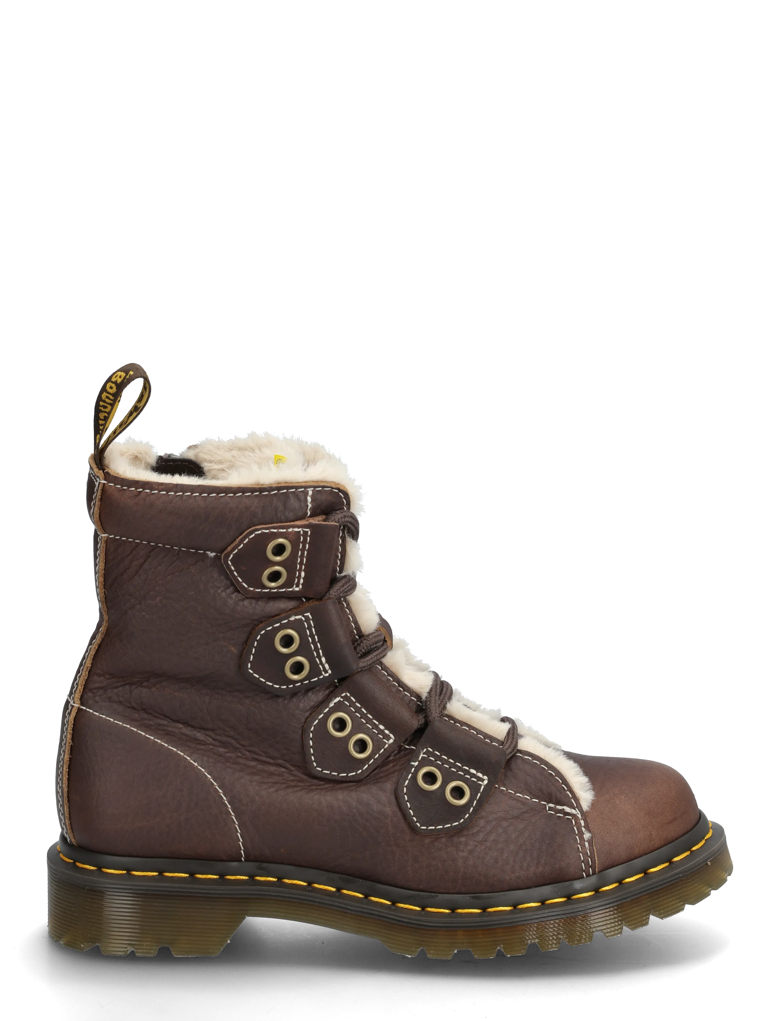 Dr. Martens - 1460 LTT FL DARK BROWN GRIZZLY - platte enkellaarsjes - dark brown - 1