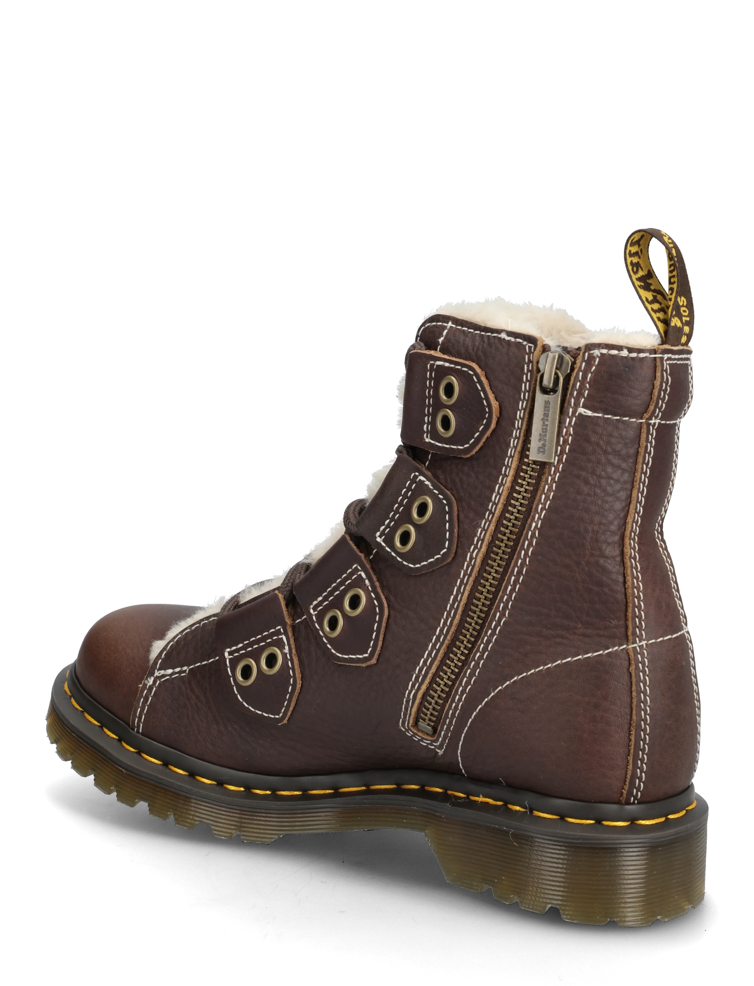 Dr. Martens - 1460 LTT FL DARK BROWN GRIZZLY - platte enkellaarsjes - dark brown - 2