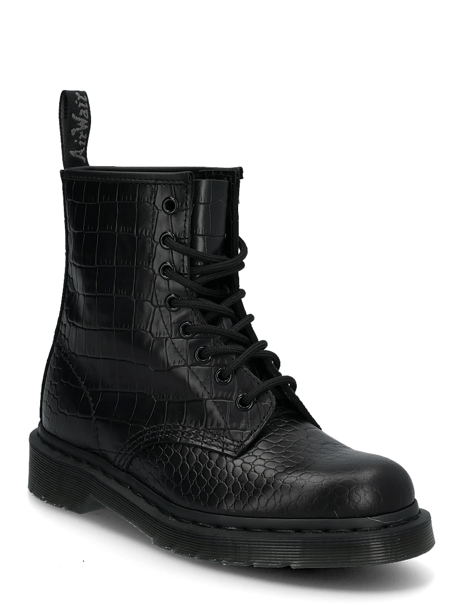 Dr. Martens - 1460 Croco Black Atlas Croc Emboss - geschnürte stiefel - black - 0