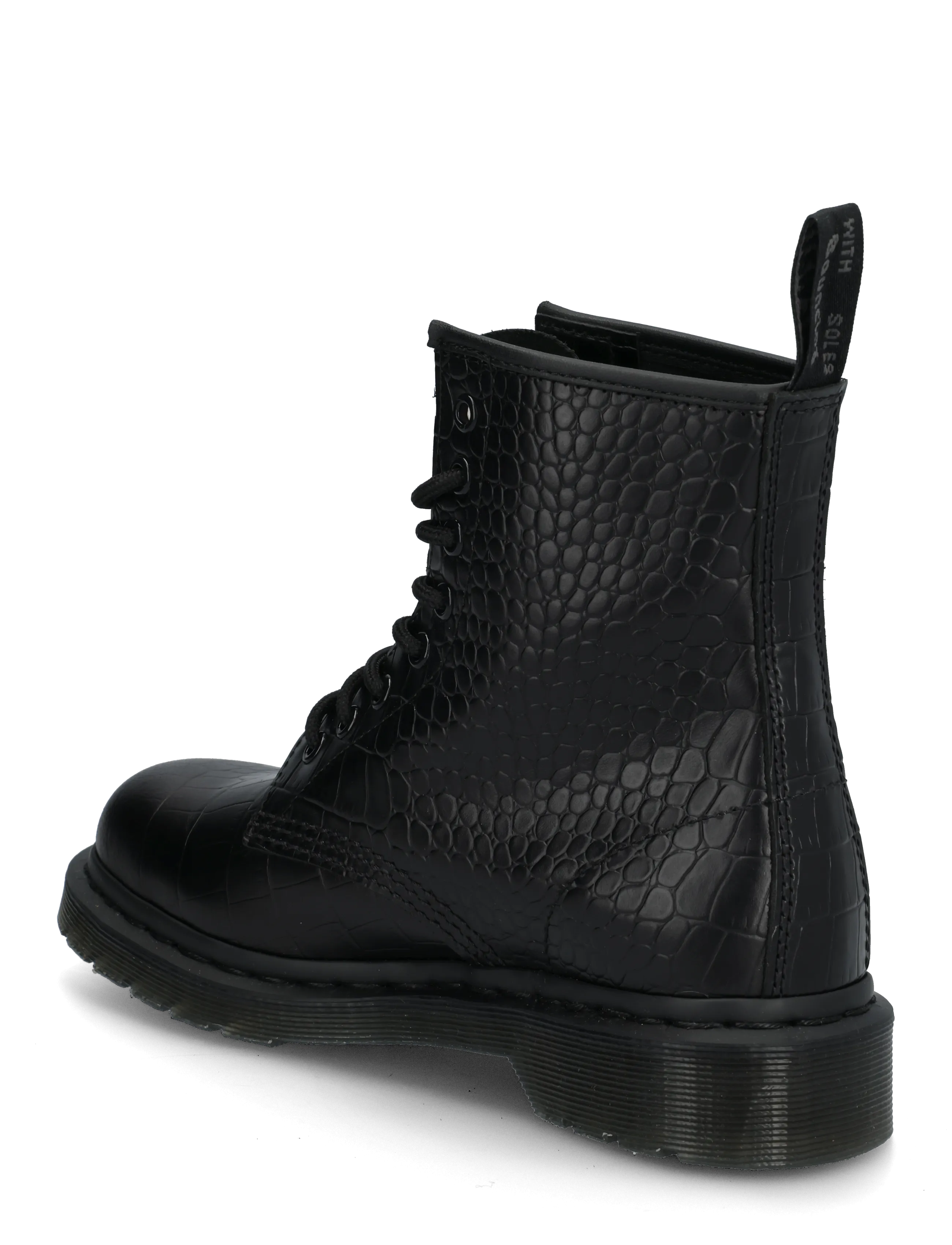 Dr. Martens - 1460 Croco Black Atlas Croc Emboss - geschnürte stiefel - black - 1