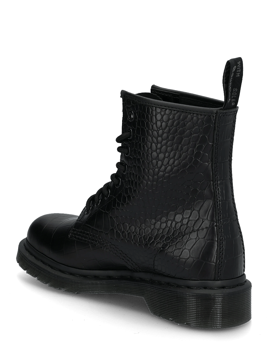 Dr. Martens - 1460 Croco Black Atlas Croc Emboss - geschnürte stiefel - black - 1