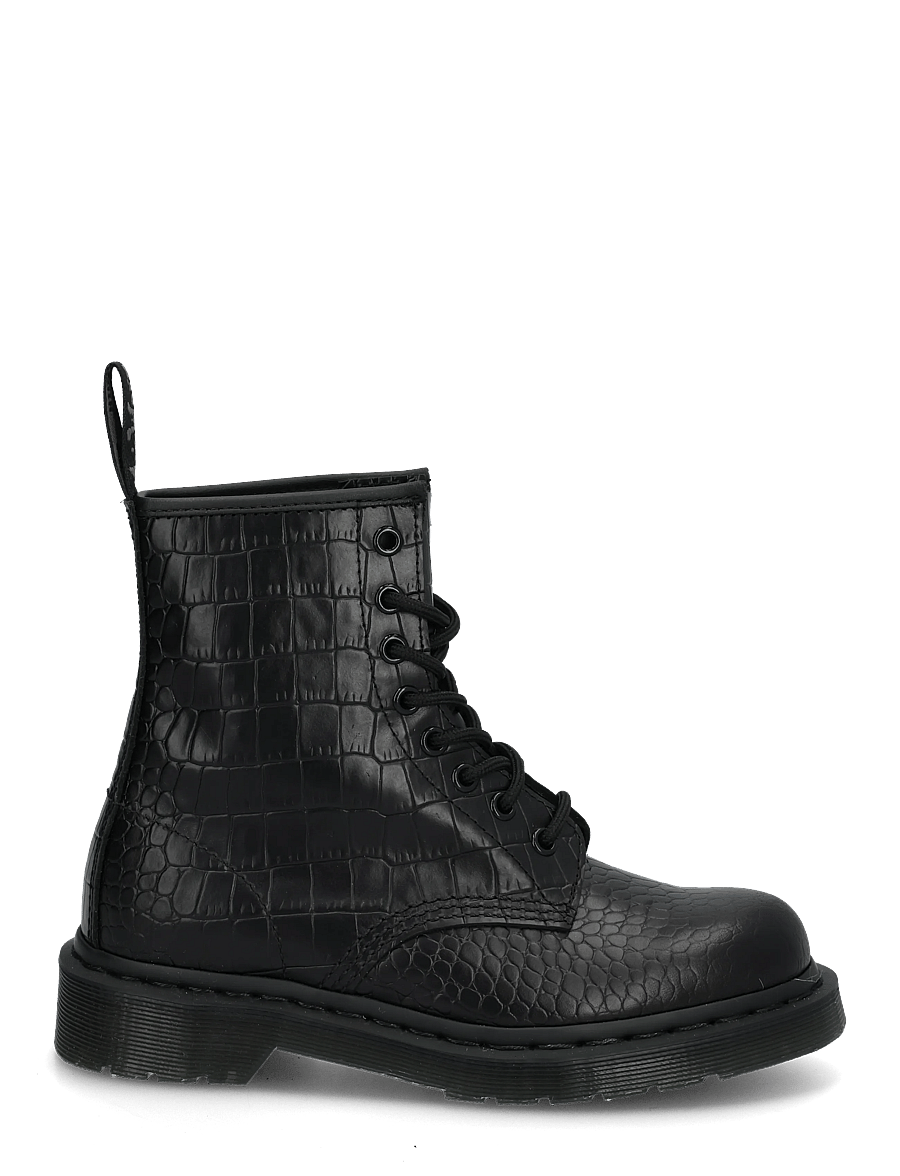 Dr. Martens - 1460 Croco Black Atlas Croc Emboss - geschnürte stiefel - black - 2