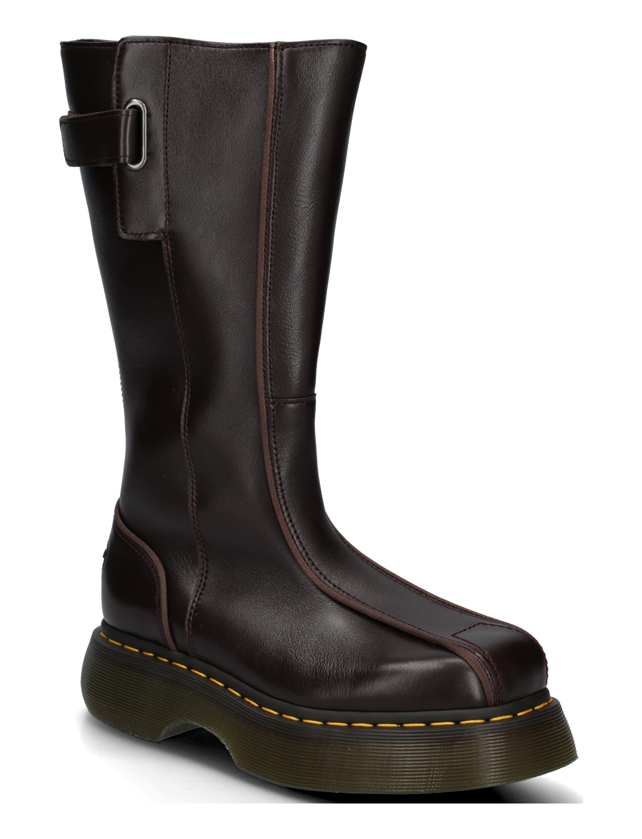 Dr. Martens Buzz Hi Dark Brown Milled Gloss - Boots - DARK BROWN / brown