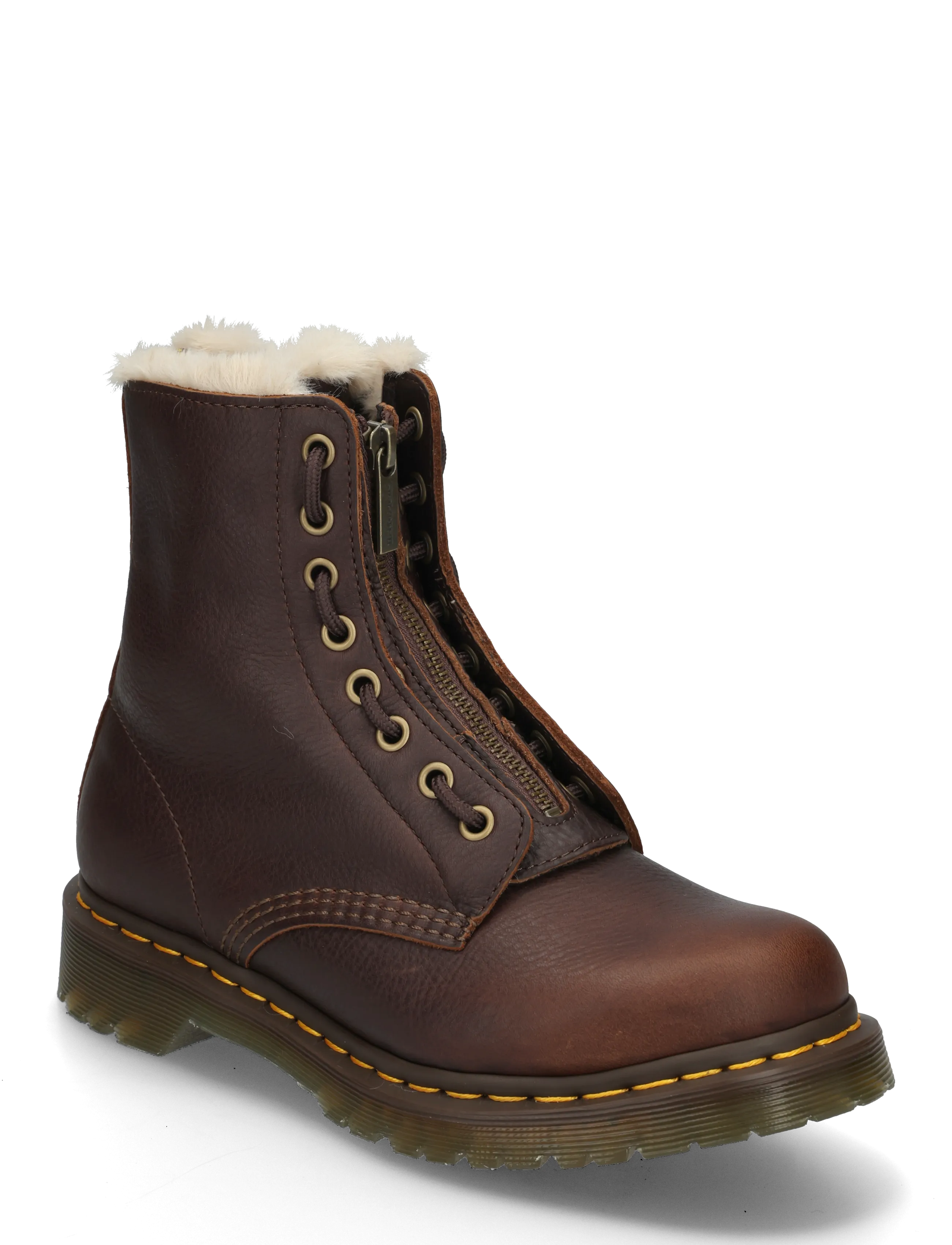 Dr. Martens 1460 Serena Zip Dark Brown Grizzly - Bottes lacées - DARK BROWN / brown