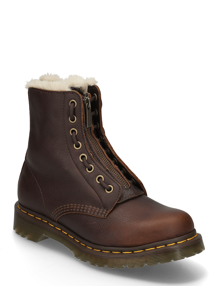 Dr. Martens - 1460 Serena Zip Dark Brown Grizzly - geschnürte stiefel - dark brown - 0