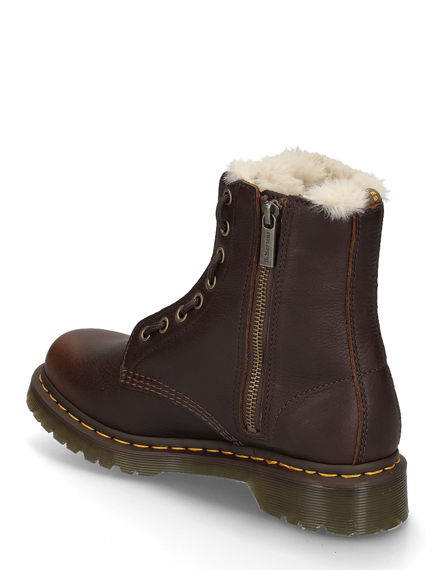 Dr. Martens - 1460 Serena Zip Dark Brown Grizzly - geschnürte stiefel - dark brown - 1