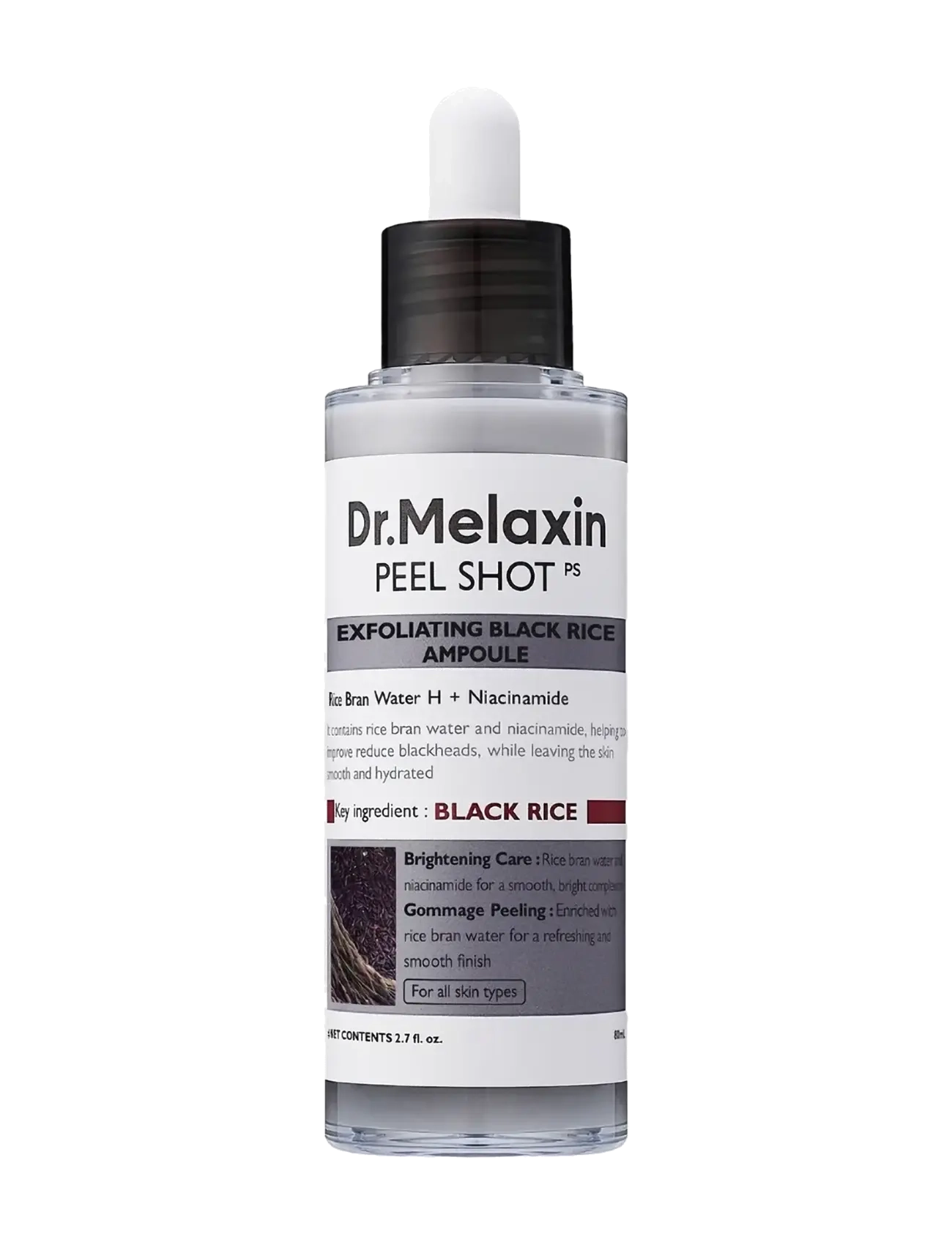 Dr. Melaxin - Peel Shot Exfoliating Black Rice Ampoule (80Ml.), Skrællekniv, Nude, Str: 80 ML