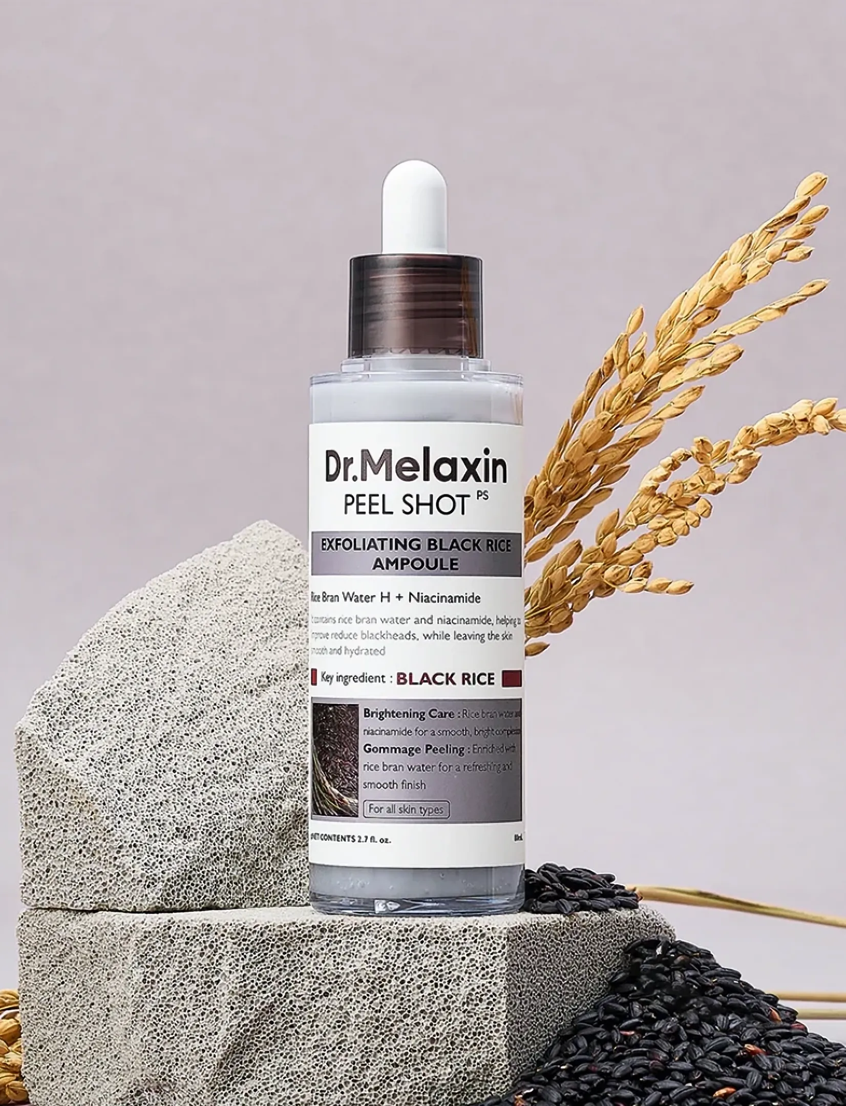 Dr. Melaxin Dr. Melaxin - Peel Shot Exfoliating Black Rice Ampoule (80ml), 80 ml, Nude, Ansigt > Peelings, Dame