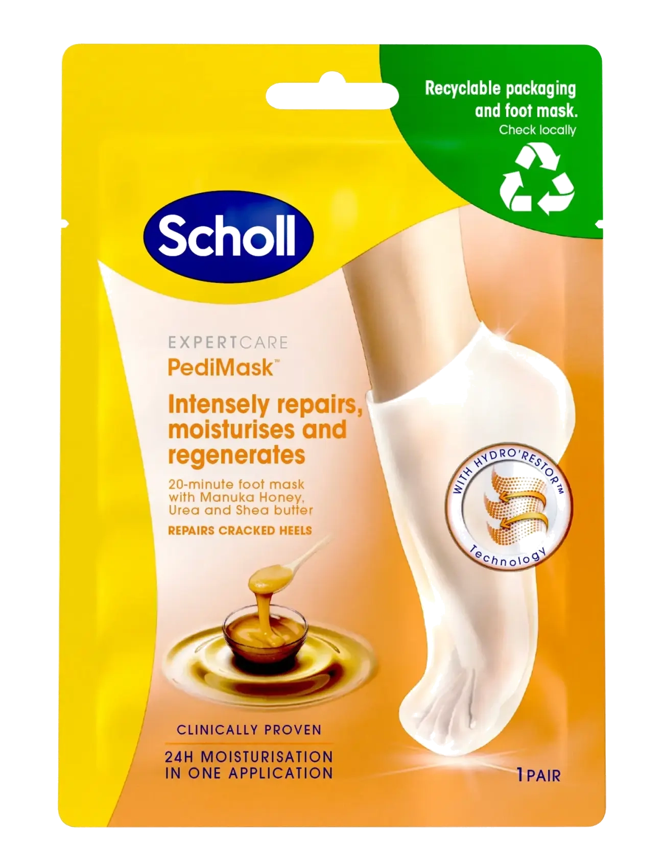 Dr. Scholl’s Scholl PediMask Manuka Honey 2 socks - Dr. Scholl’s - N/A / clear
