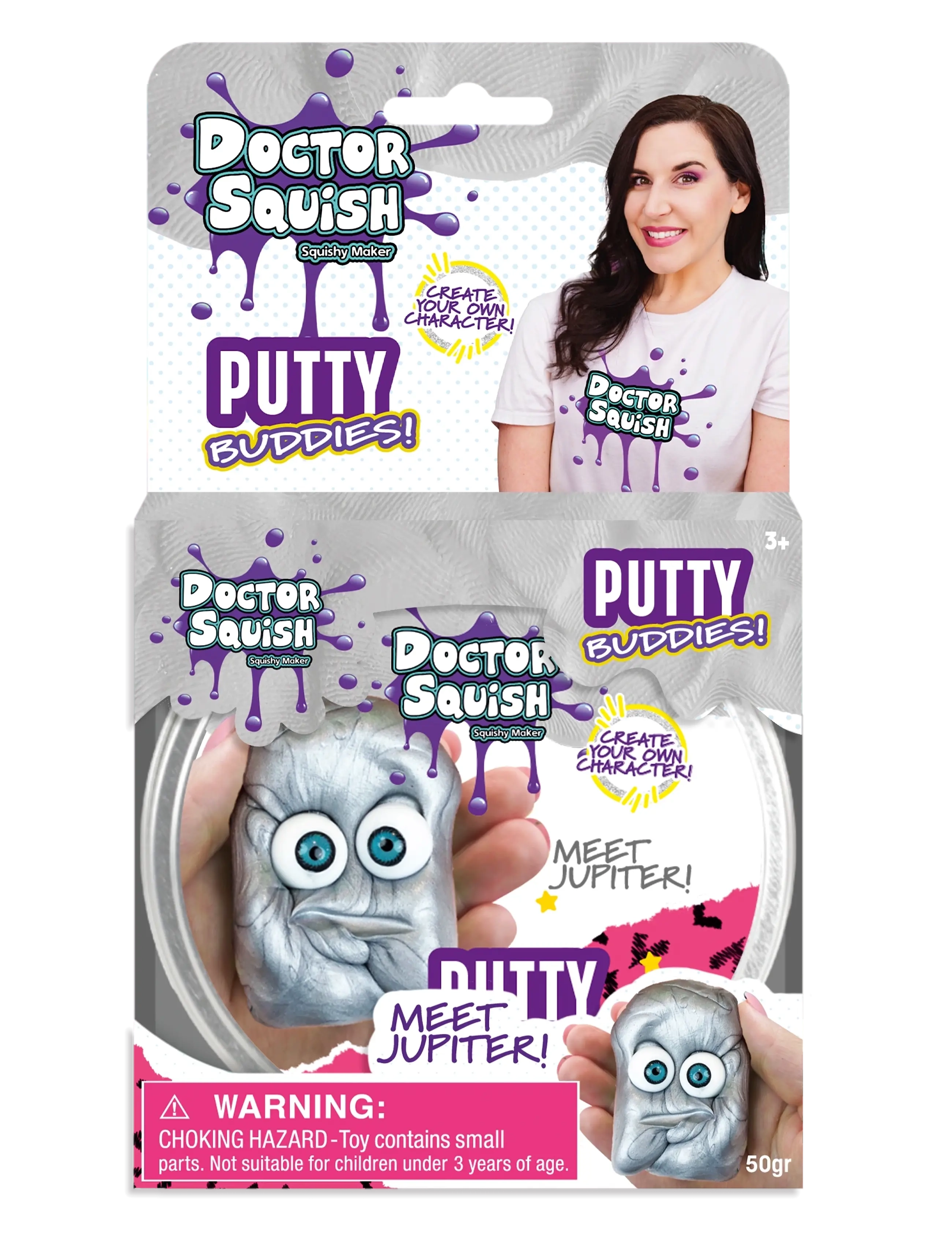 Dr. Squish Jupiter (Silver) - Putty Buddies 50G, One Size, Silver, Håndværk > Legemasse, Børn