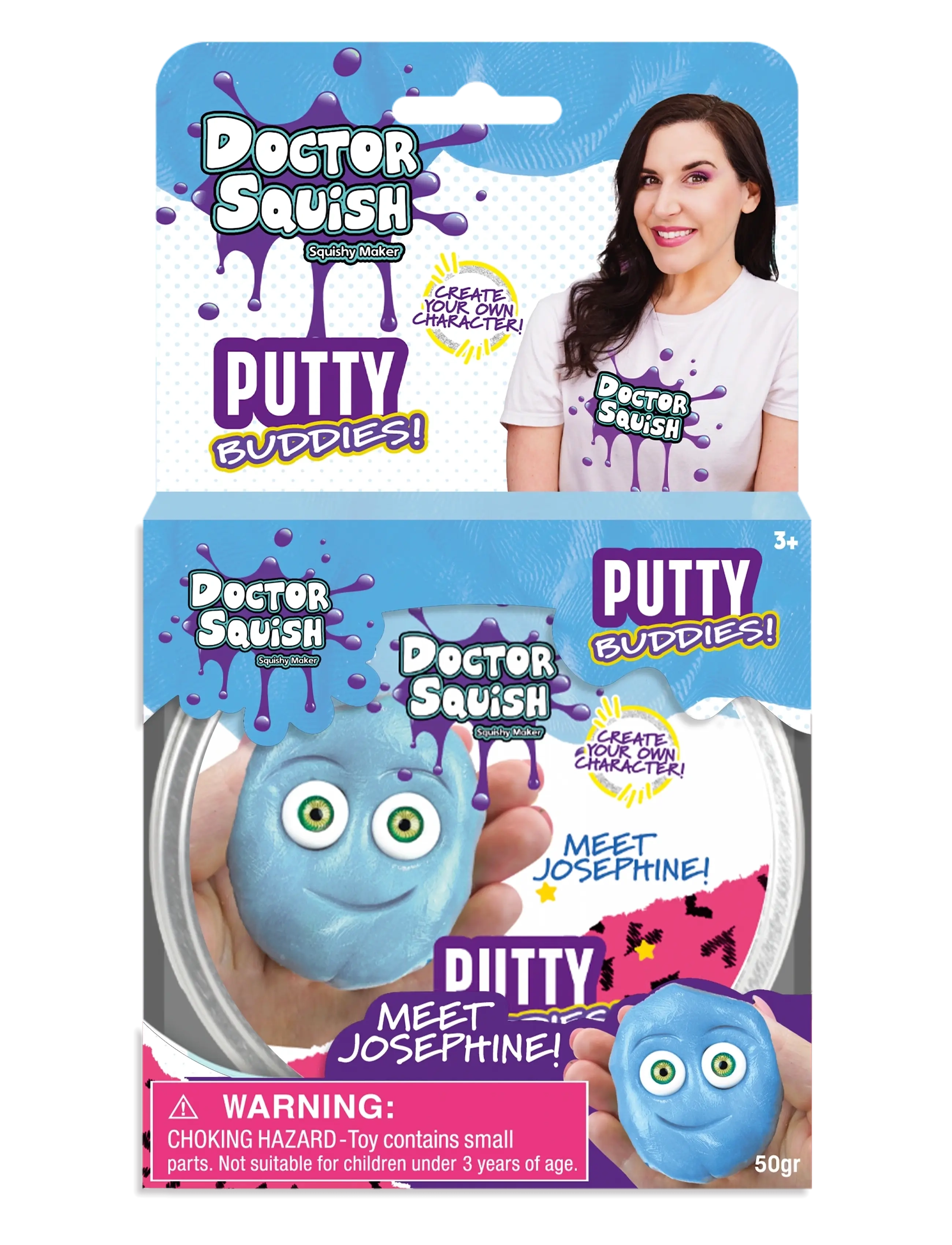 Dr. Squish Josephine (Light Blue) - Putty Buddies 50G, One Size, Blue, Håndværk > Legemasse, Børn