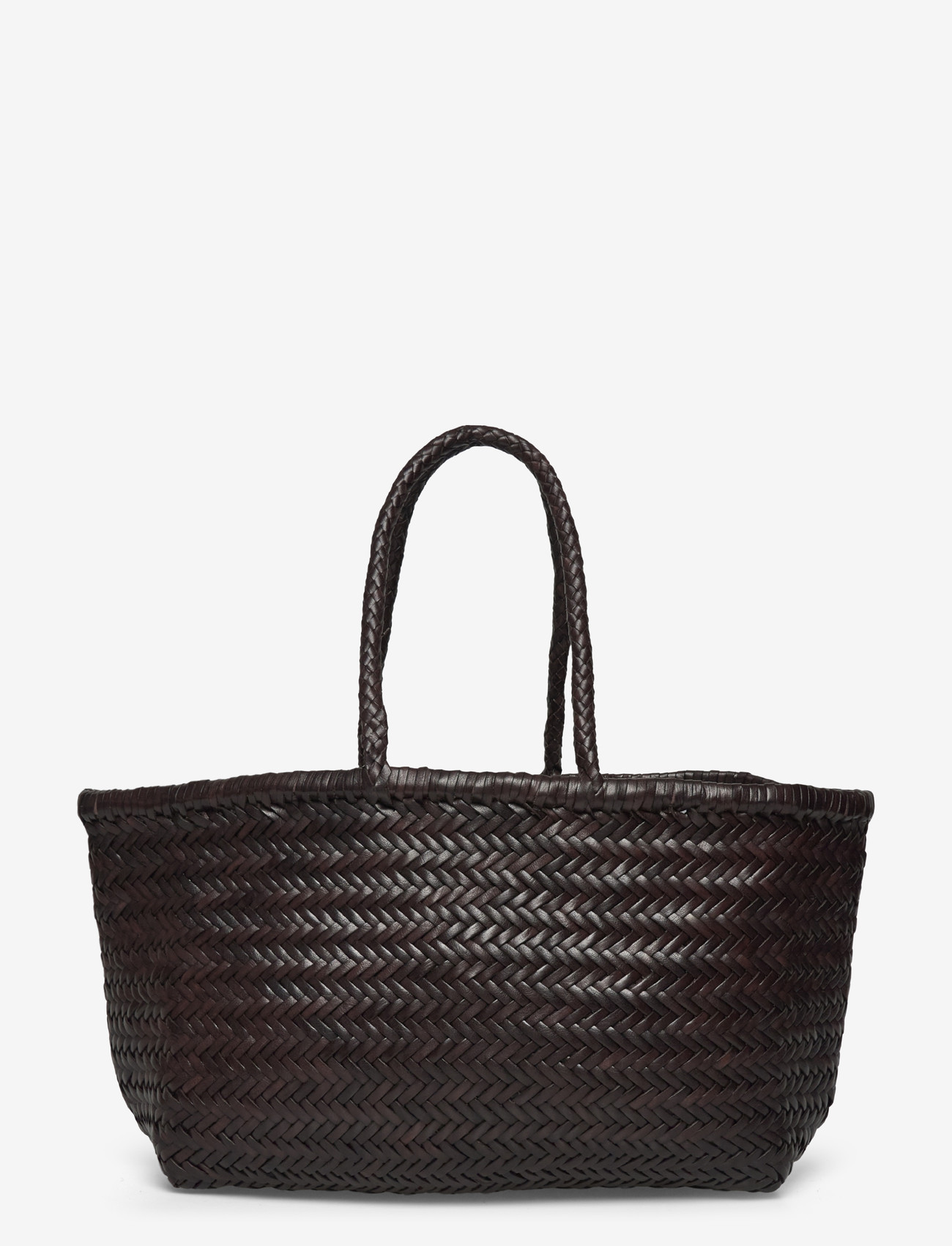 Dragon Diffusion - Triple Jump Big Woven Leather Tote Bag - dark brown - 0