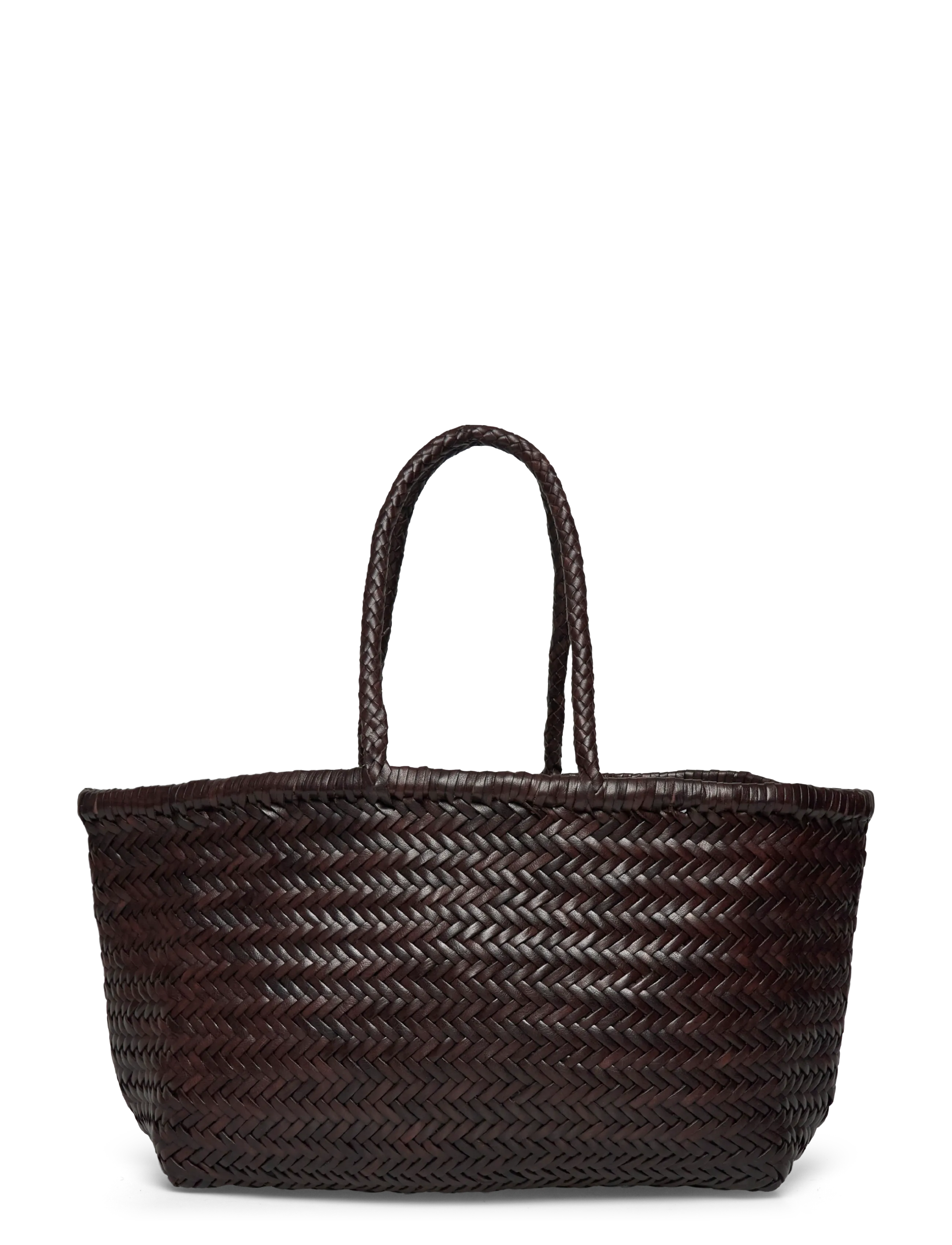 Dragon Diffusion Triple Jump Big Woven Leather Tote Bag - Quiet luxury - DARK BROWN / brown